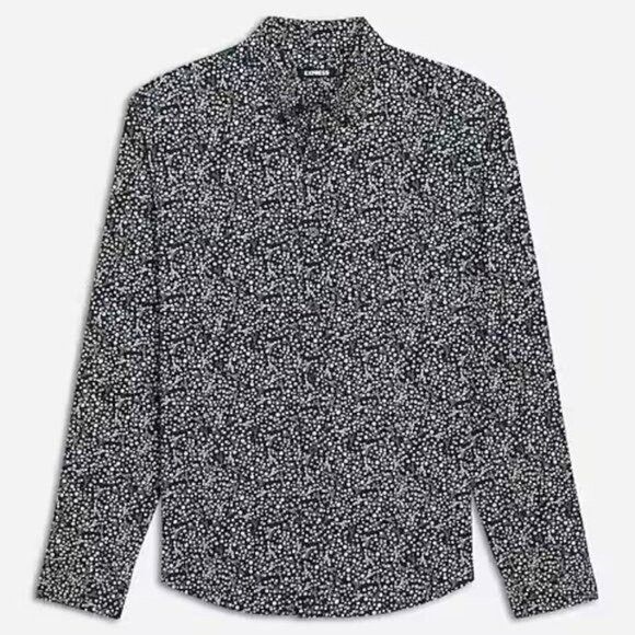 Express Express Button Down Shirt Blue Floral Print Stretch Size S Size US S / EU 44-46 / 1 - 3 Thumbnail