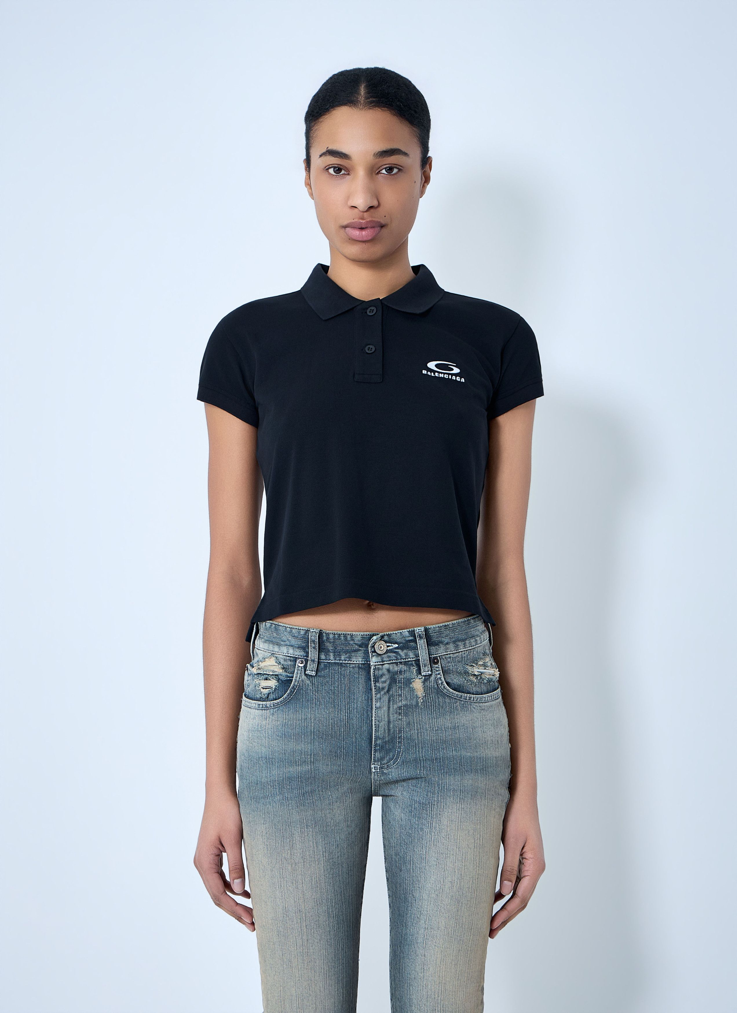 Balenciaga Cropped Polo Shirt Size L / US 10 / IT 46 - 1 Thumbnail