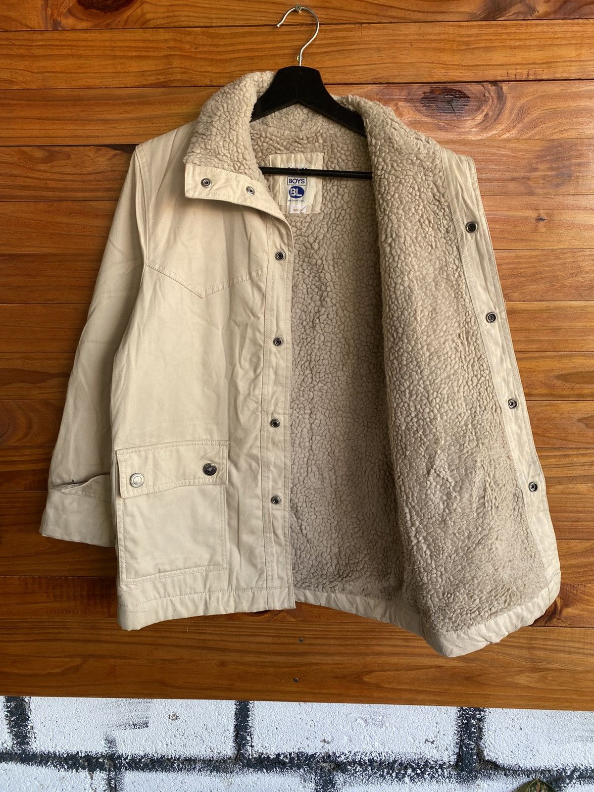 Van Vintage VAN Boys Sherpa Collar Beige Utility Jacket – 1980s Size US S / EU 44-46 / 1 - 9 Thumbnail