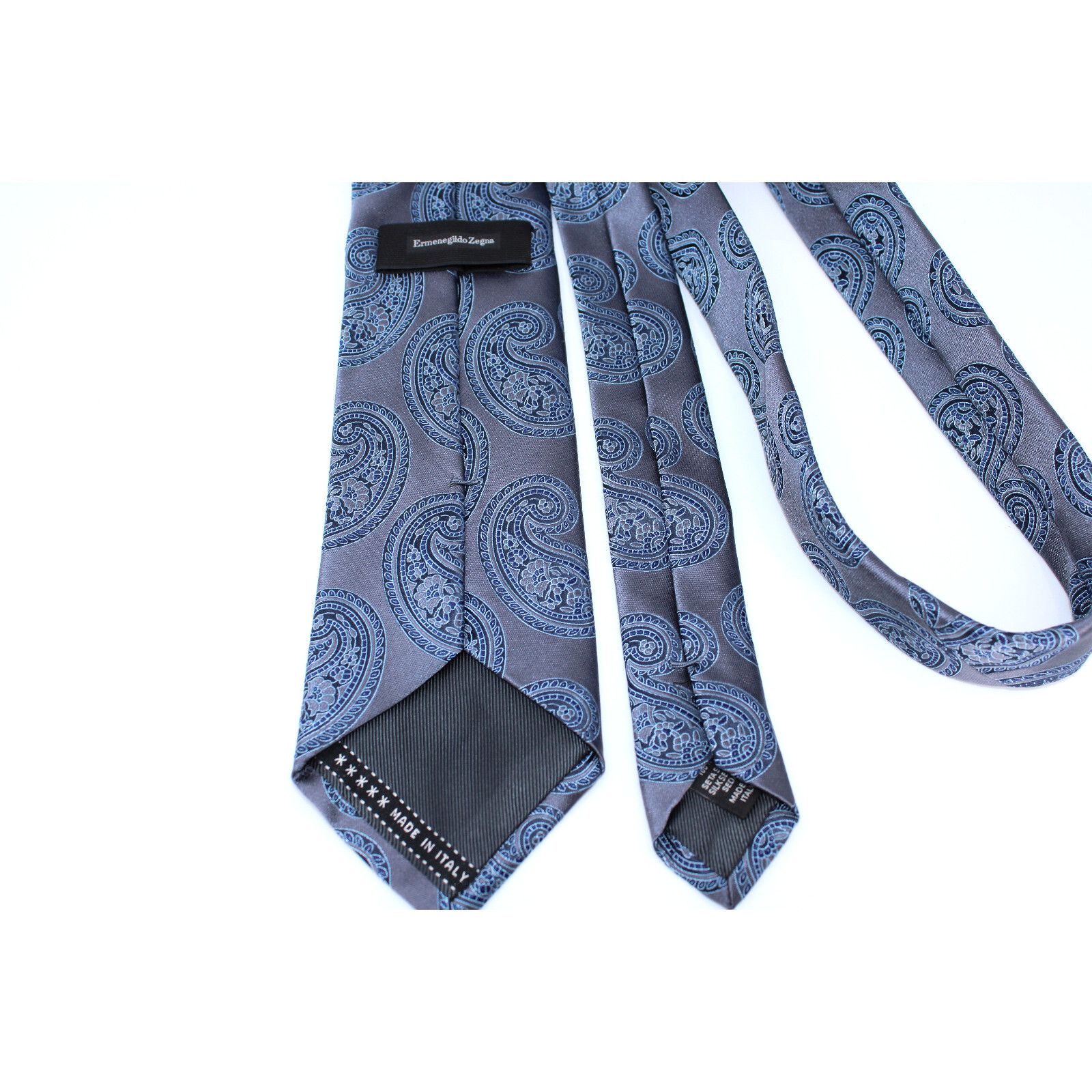 Ermenegildo Zegna A3 ERMENEGILDO ZEGNA Blue Paisley Print Floral Silk Tie 57" Size ONE SIZE - 3 Thumbnail