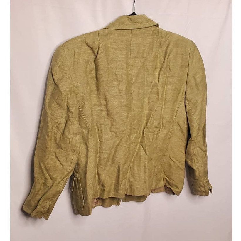 Akris AKRIS Designer Classic Green Linen & Silk Blend Blazer Size L / US 10 / IT 46 - 4 Thumbnail