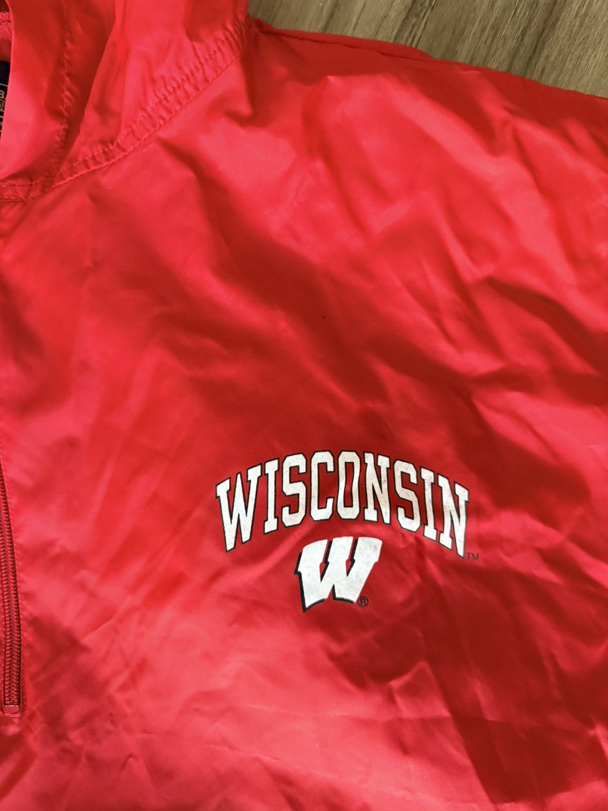 Steve And Barrys Steve & Barry's Red Wisconsin Hooded Half Zip Windbreaker XL Size US XL / EU 56 / 4 - 3 Thumbnail