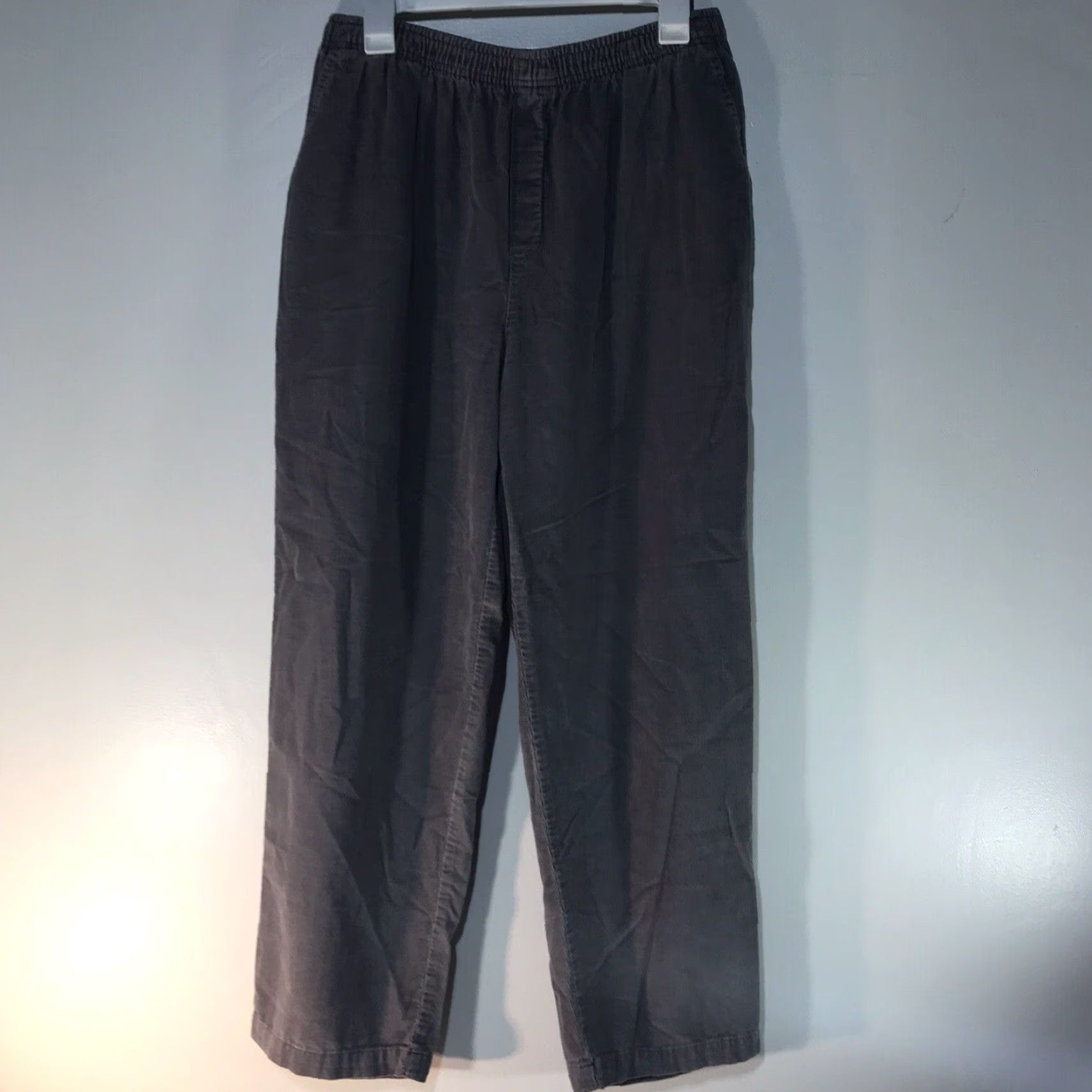 Vintage Cabin Creek Womens Petite 16P Gray Corduroy Pull-On Paperbag Waist Pants Size 38" / US 16 / IT 52 - 2 Thumbnail