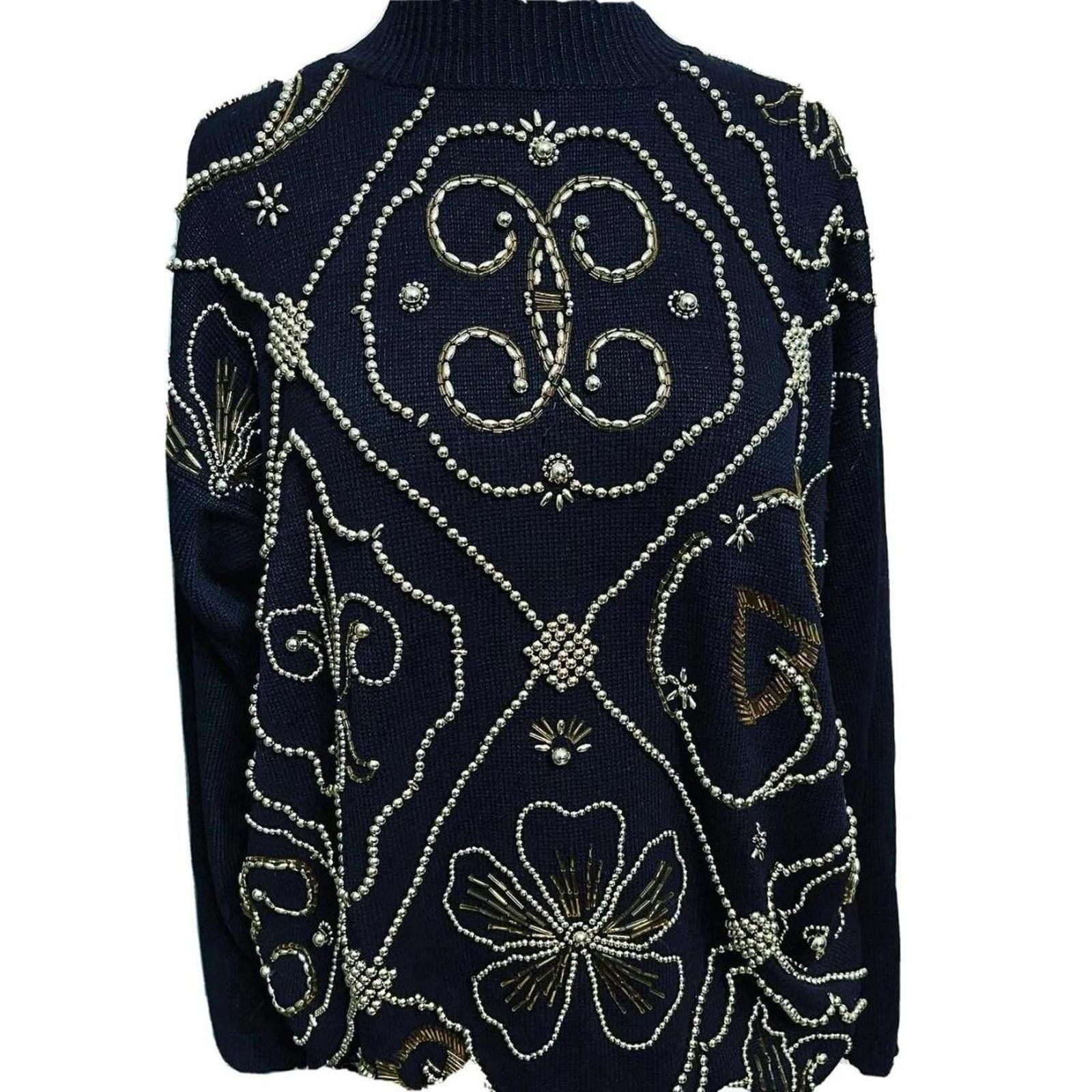 Other Victoria Jones Vintage Beaded Sweater Small Oversized Size S / US 4 / IT 40 - 1 Thumbnail