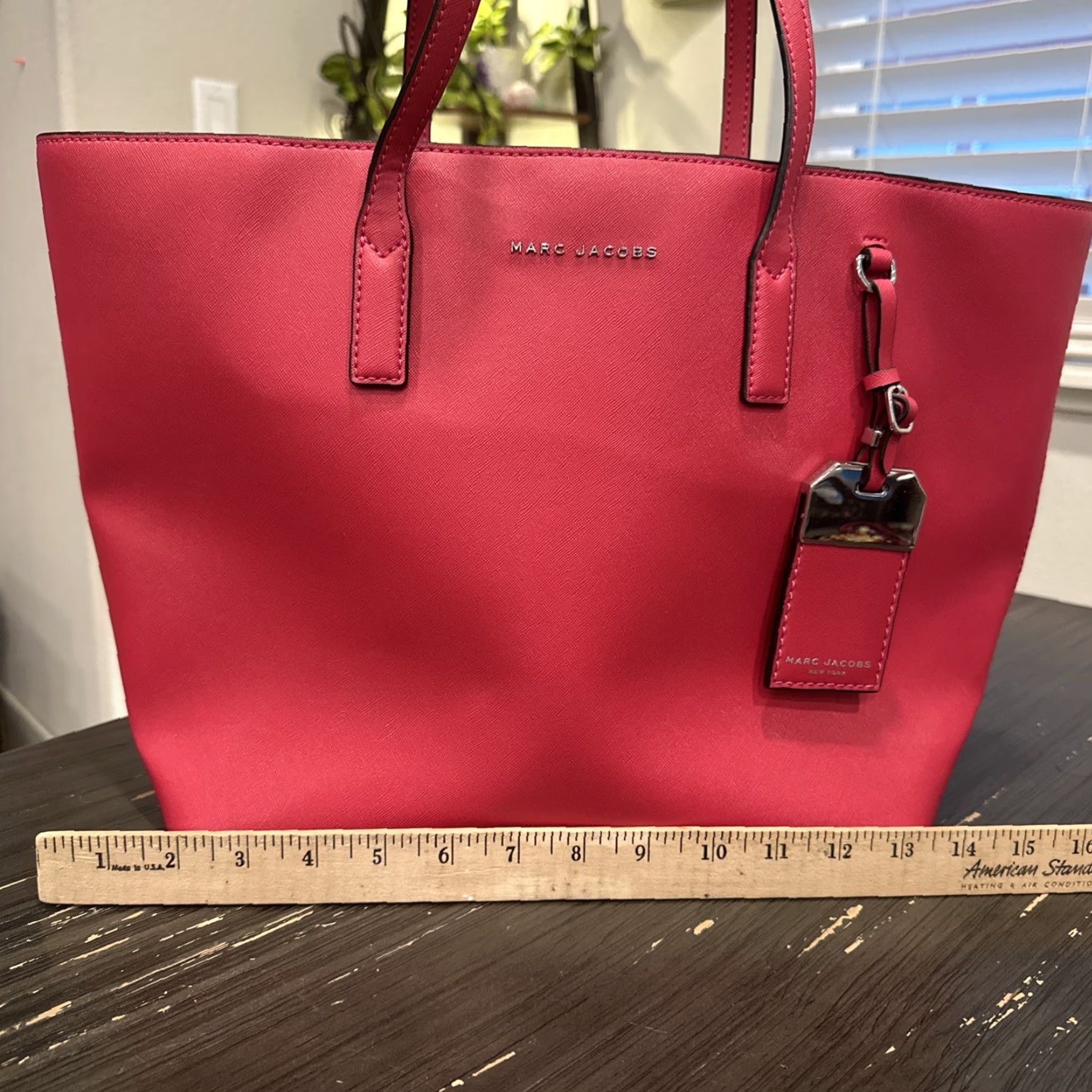 Marc Jacobs MARC JACOBS Saffiano Leather Pink Logo Tote Bag with Charm - Women's Travel Handbag Size ONE SIZE - 3 Thumbnail