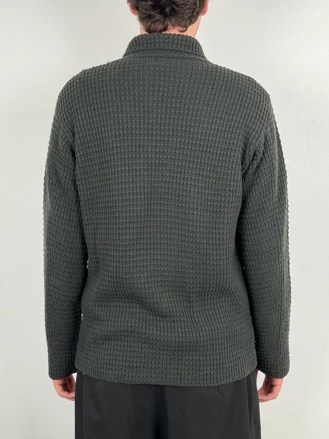 Armani 2000s Armani Collezioni Olive Wool Waffle Shirt Size US L / EU 52-54 / 3 - 3 Thumbnail