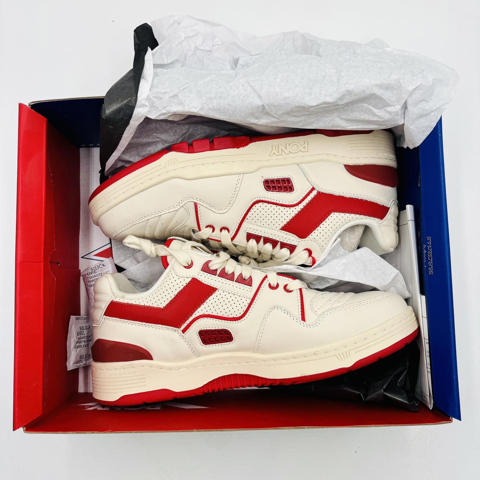 PONY PONY Low Genuine Leather Premium Lace Up Off White / Red Size US 12 / EU 45 - 2 Thumbnail