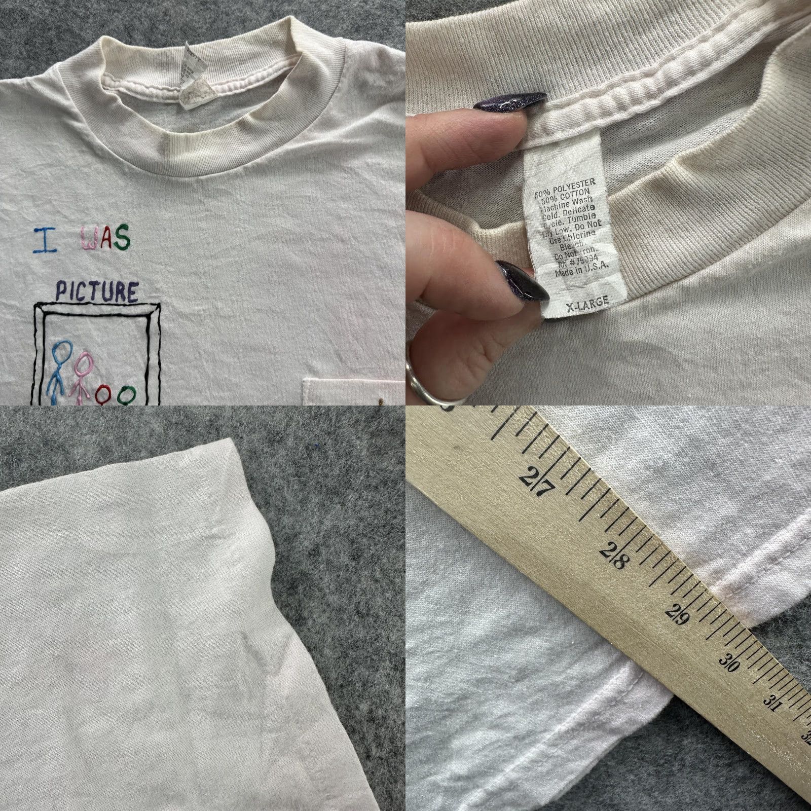 Fruit Of The Loom VINTAGE Shelton Family Reunion Shirt Mens XL White 1995 90s Embroidered Picture Perfect Crew Neck T-Shirt Size US XL / EU 56 / 4 - 8 Thumbnail