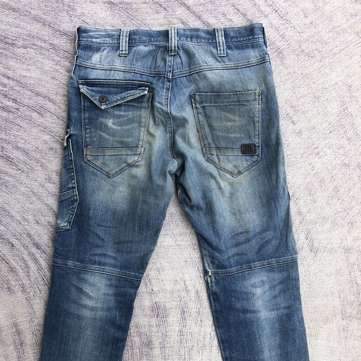 Jean Faded Denim Cargo Multipocket Rare Pattern Size US 30 / EU 46 - 8 Thumbnail