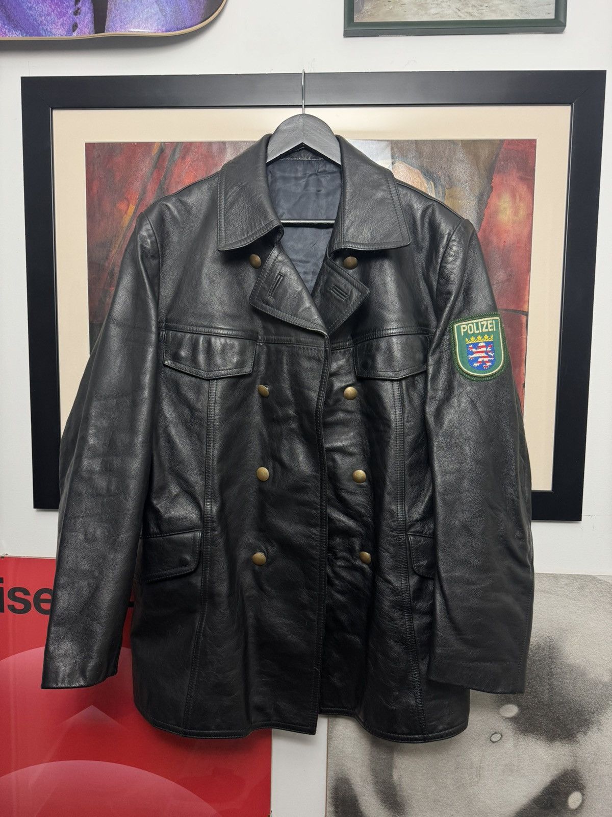 Vintage Polizei Vintage 80s OG German Leather Black Jacket Button Up Size US L / EU 52-54 / 3 - 2 Thumbnail