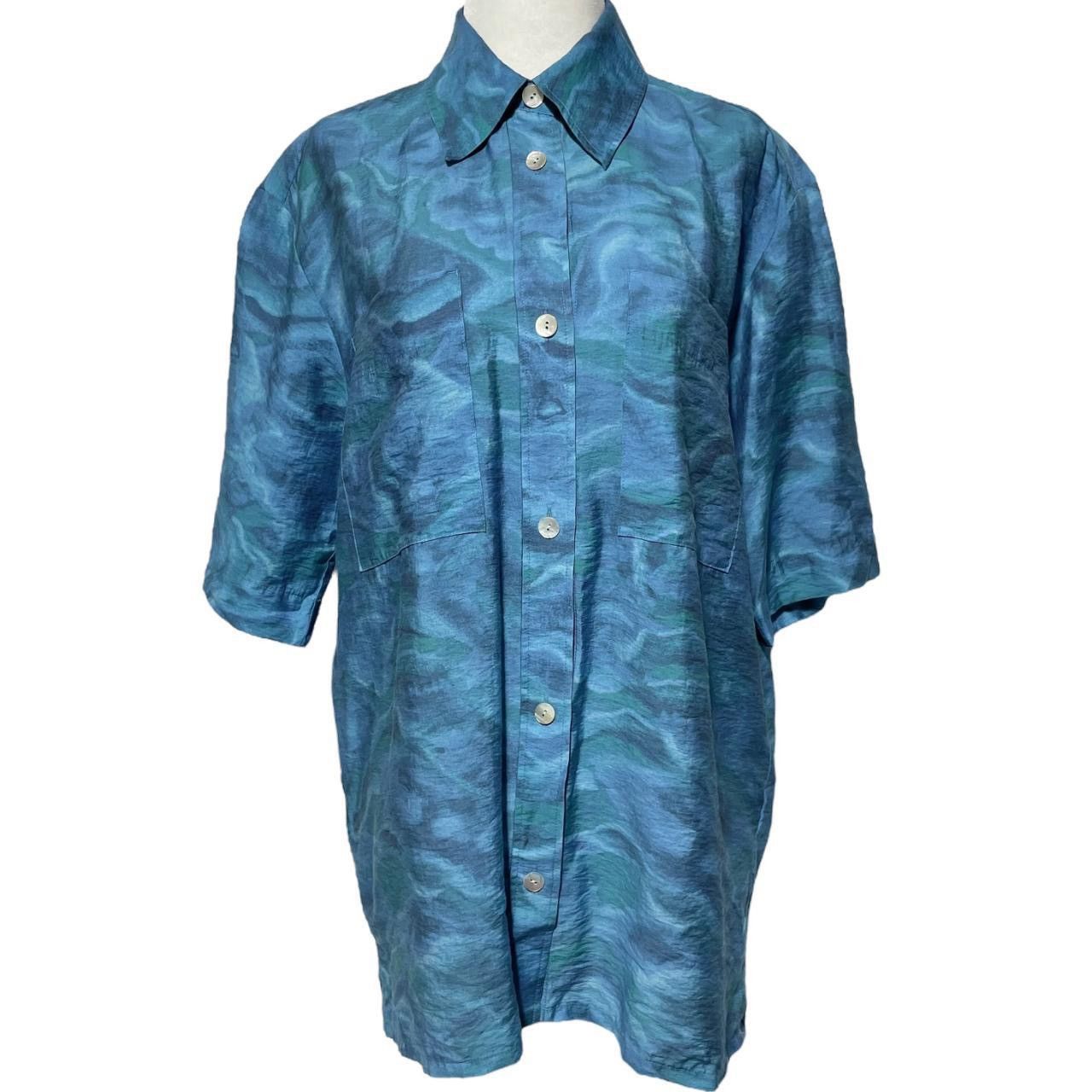 & Other Stories & Other Stories Wavy Print Short Sleeve Boxy Button Up Shirt Size XS / US 0-2 / IT 36-38 - 3 Thumbnail