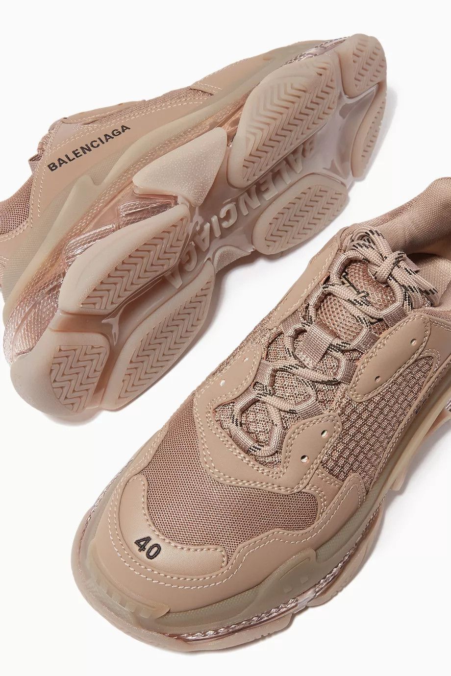 Balenciaga o1bcso1str1224 Triple S Clear Sole Sneaker in Brown Size US 4 / IT 34 - 5 Thumbnail