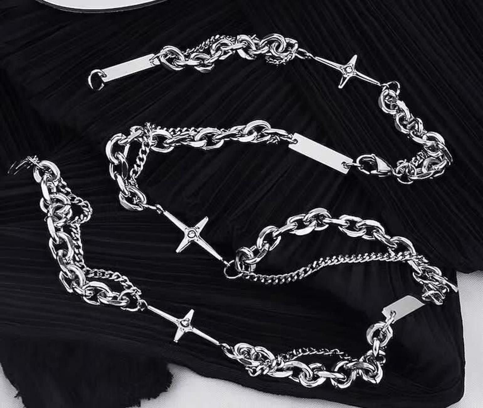 Jewelry Fashion punk titanium steel cross layered bracelet chain Size ONE SIZE - 3 Thumbnail