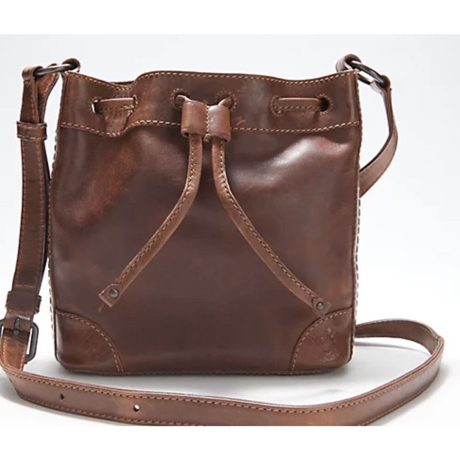 Frye Frye Leather Melissa Drawstring Bucket Bag Cognac B000498 Size ONE SIZE - 1 Thumbnail