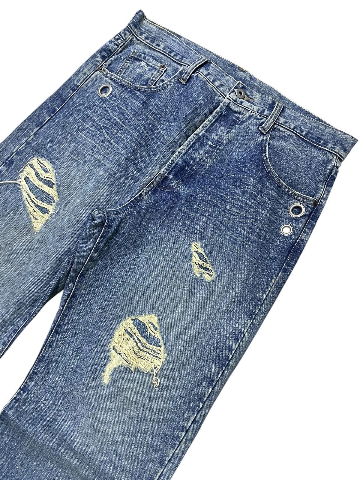 5351 POUR LES HOMMES × Japanese Brand × Tornado Mart Edge Rupert G land Asymmetrical Leather Pocket Rivets Jeans Size US 32 / EU 48 - 5 Thumbnail