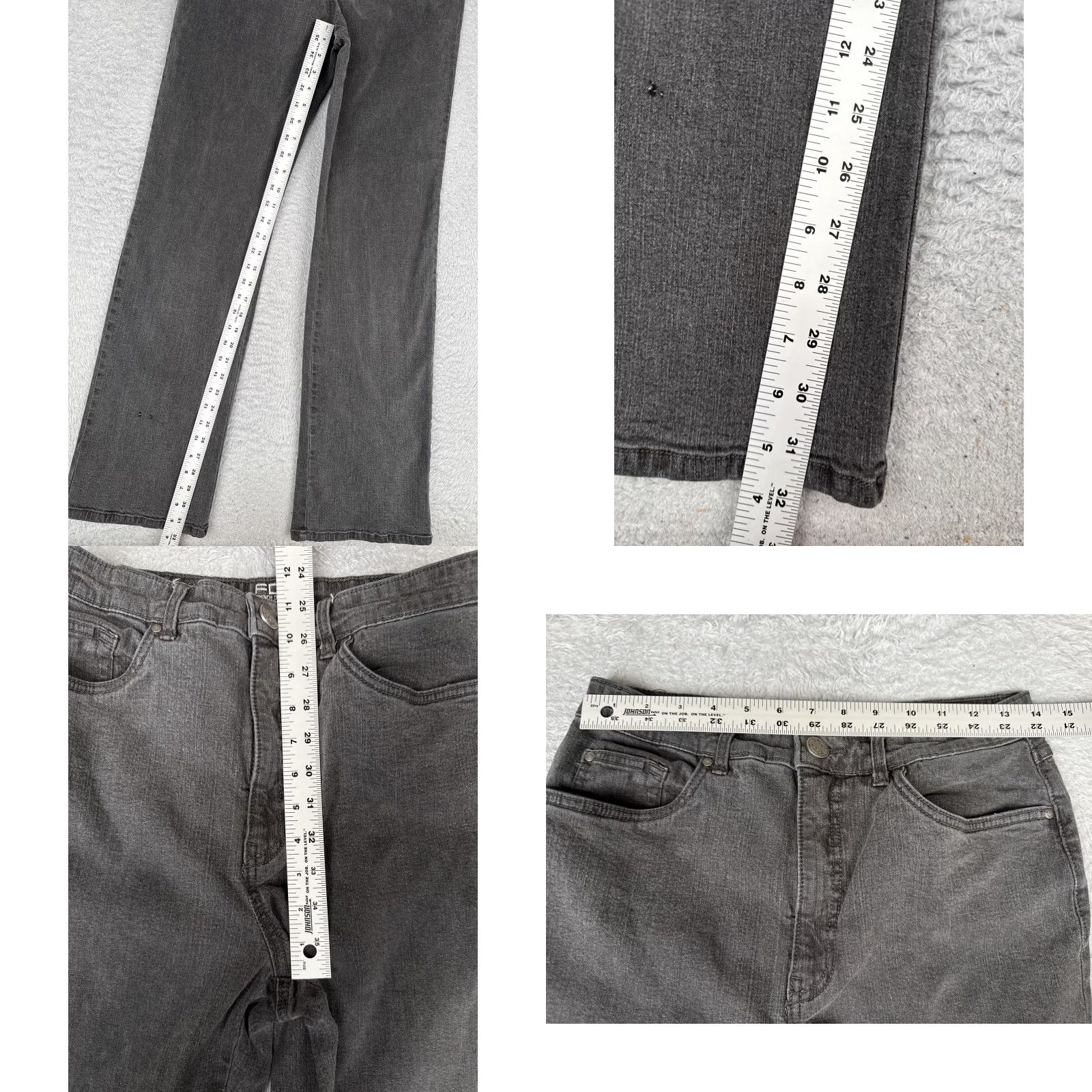 Vintage FDJ French Dressing Jeans Womens 12 Gray Charcoal High Rise Flare 28x32 Stretch Denim 5-Pocket Rhinestone Vintage No Size 34" / US 12 / IT 48 - 8 Thumbnail