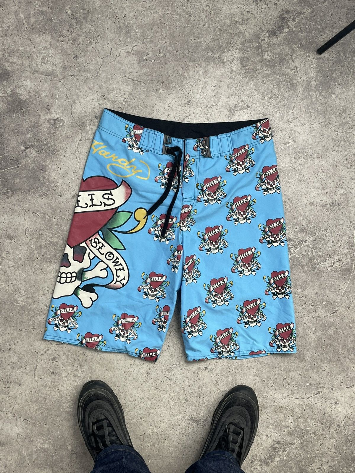 Ed Hardy × Vintage Vintage Ed Hardy Swim Shorts Blue L size Size US 34 / EU 50 - 1 Thumbnail