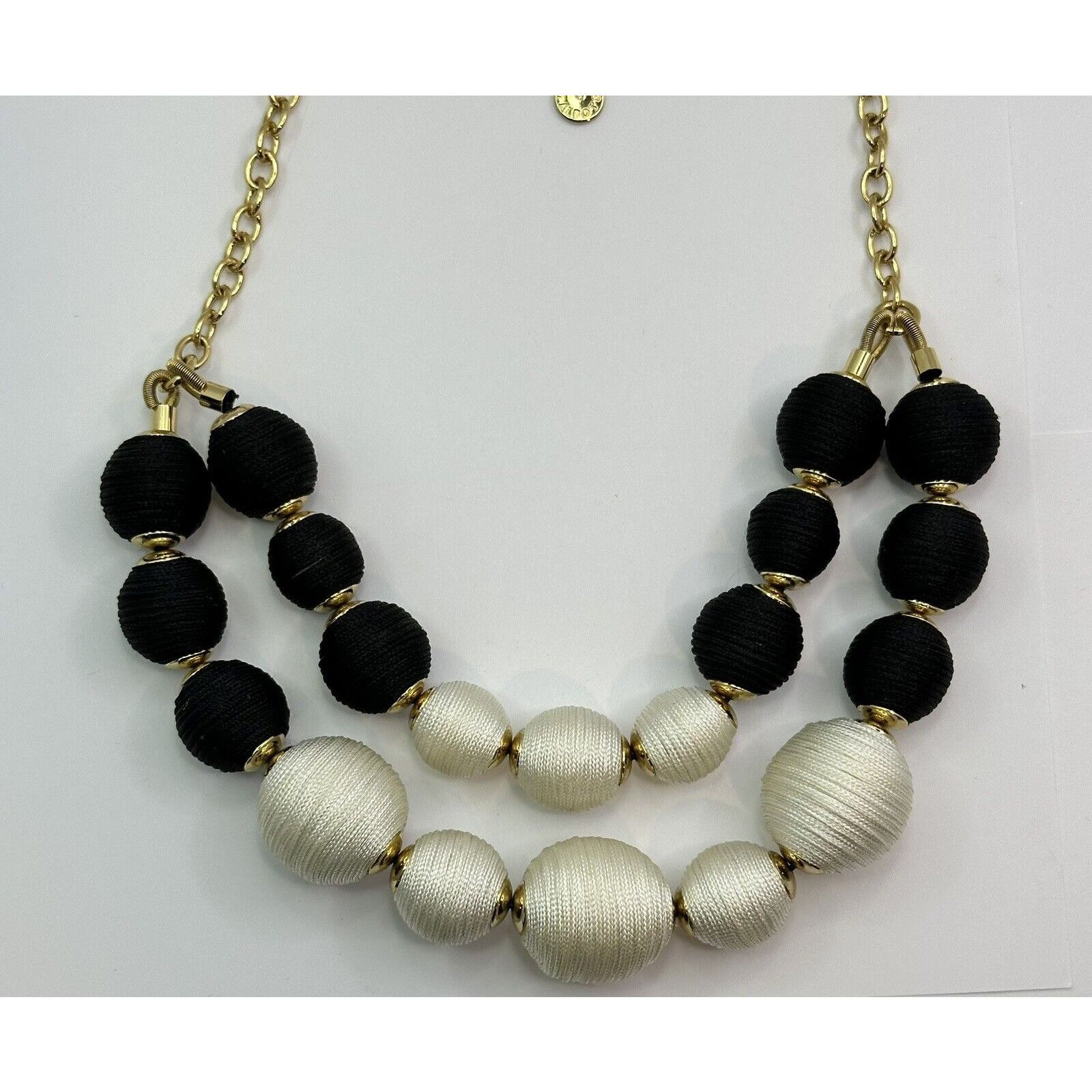 Robert Talbott Talbots Jewelry Necklace Black Creamy White Wrapped Bead 20" Size ONE SIZE - 3 Thumbnail