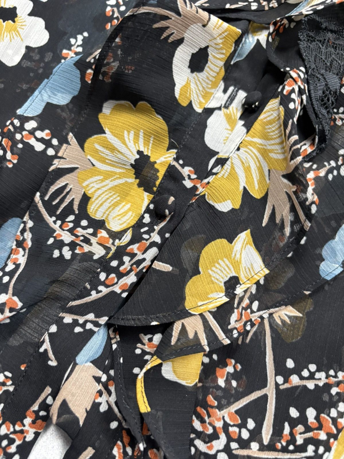 Polo Ralph Lauren Lauren Ralph Lauren Floral Ruffle Blouse Sheer M Black Label Size M / US 6-8 / IT 42-44 - 7 Thumbnail
