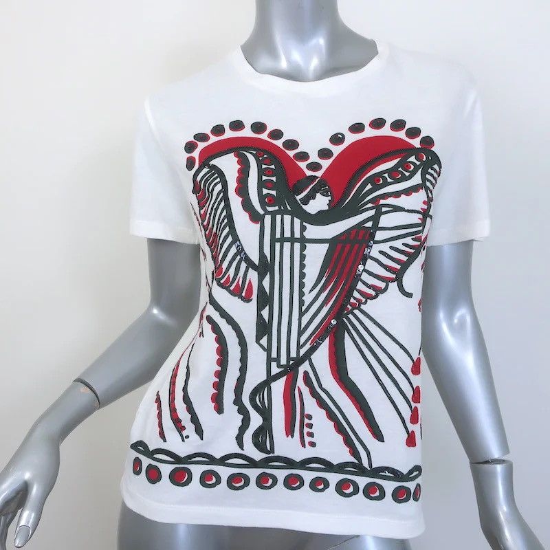 Dior Sequin-Embellished T-Shirt in White SZ S NWT MSRP $1500 Size S / US 4 / IT 40 - 1 Thumbnail
