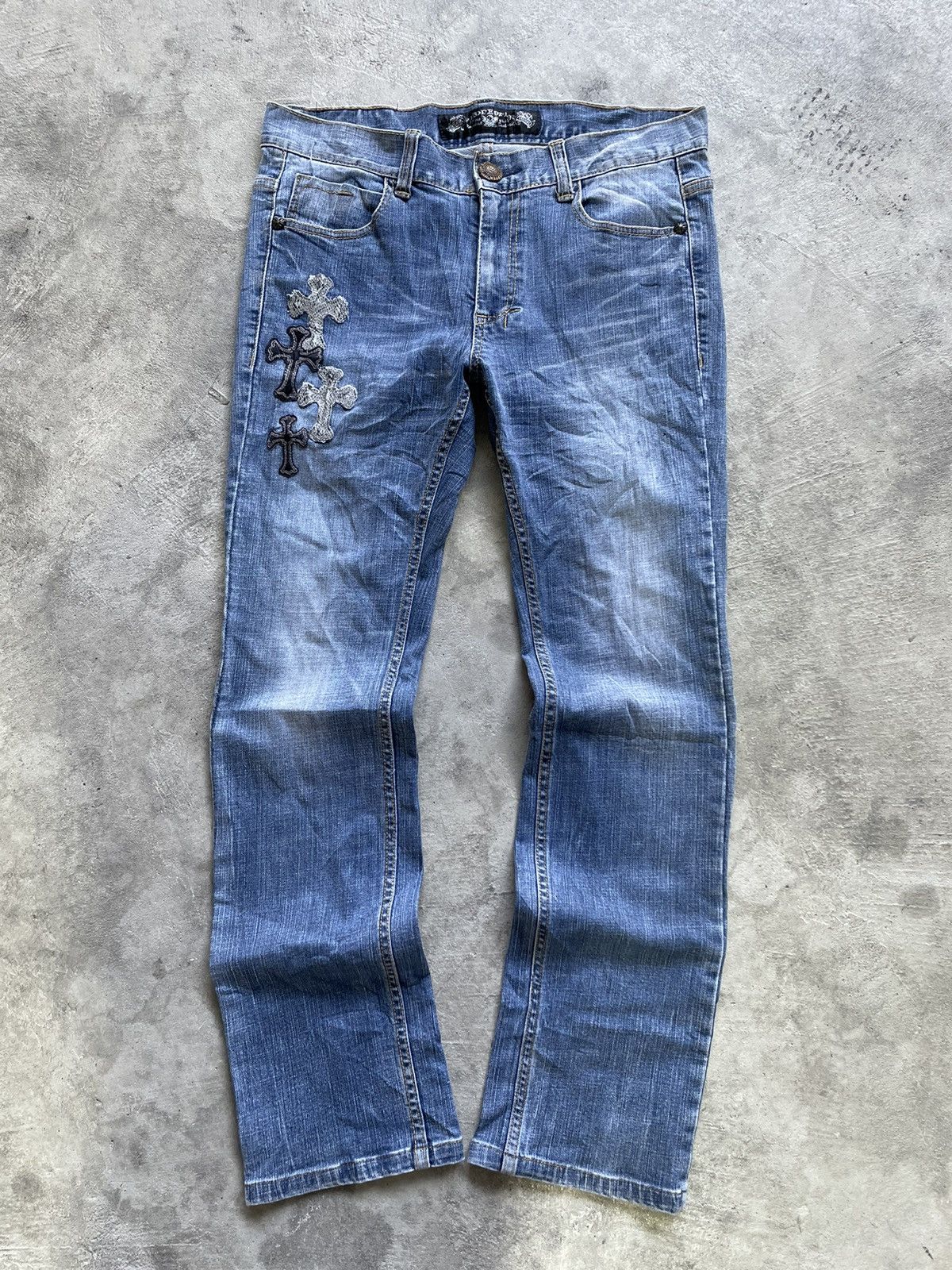 If Six Was Nine × Le Grande Bleu (L.G.B.) Red Pepper ChromeHearts Motive Denim Size US 34 / EU 50 - 2 Thumbnail