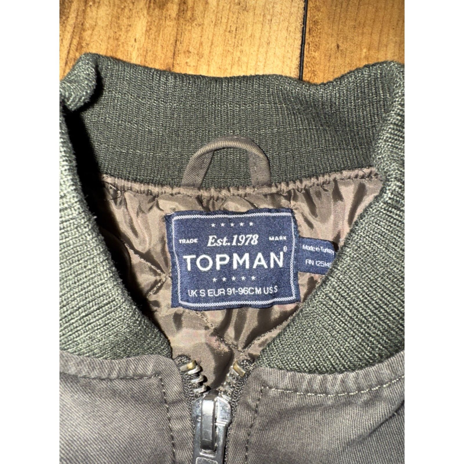 Topman Topman Bomber Jacket Olive Green Small Zipper Dual Zipper Men Regular Cotton Jacket Size US S / EU 44-46 / 1 - 2 Thumbnail