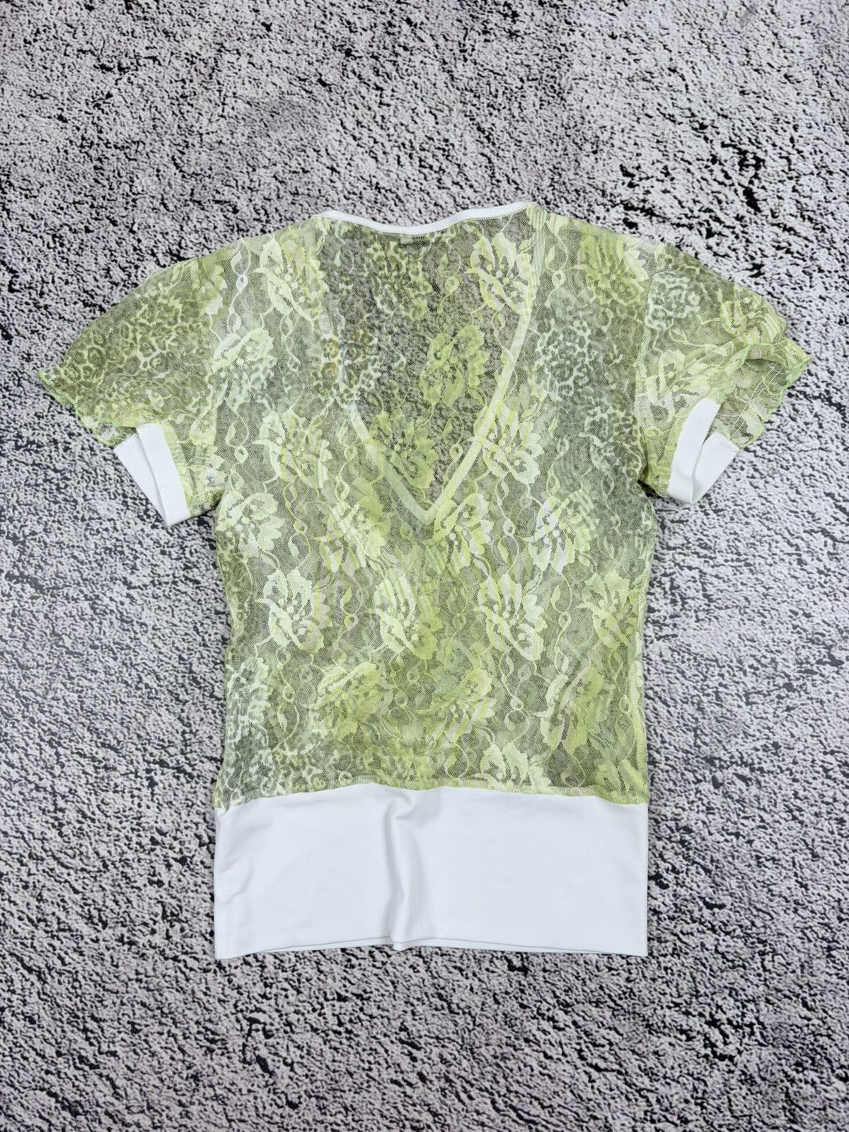 Japanese Brand VTG Mariella Burani Y2K Lace Neon Top Rhinestones Size XS / US 0-2 / IT 36-38 - 6 Thumbnail
