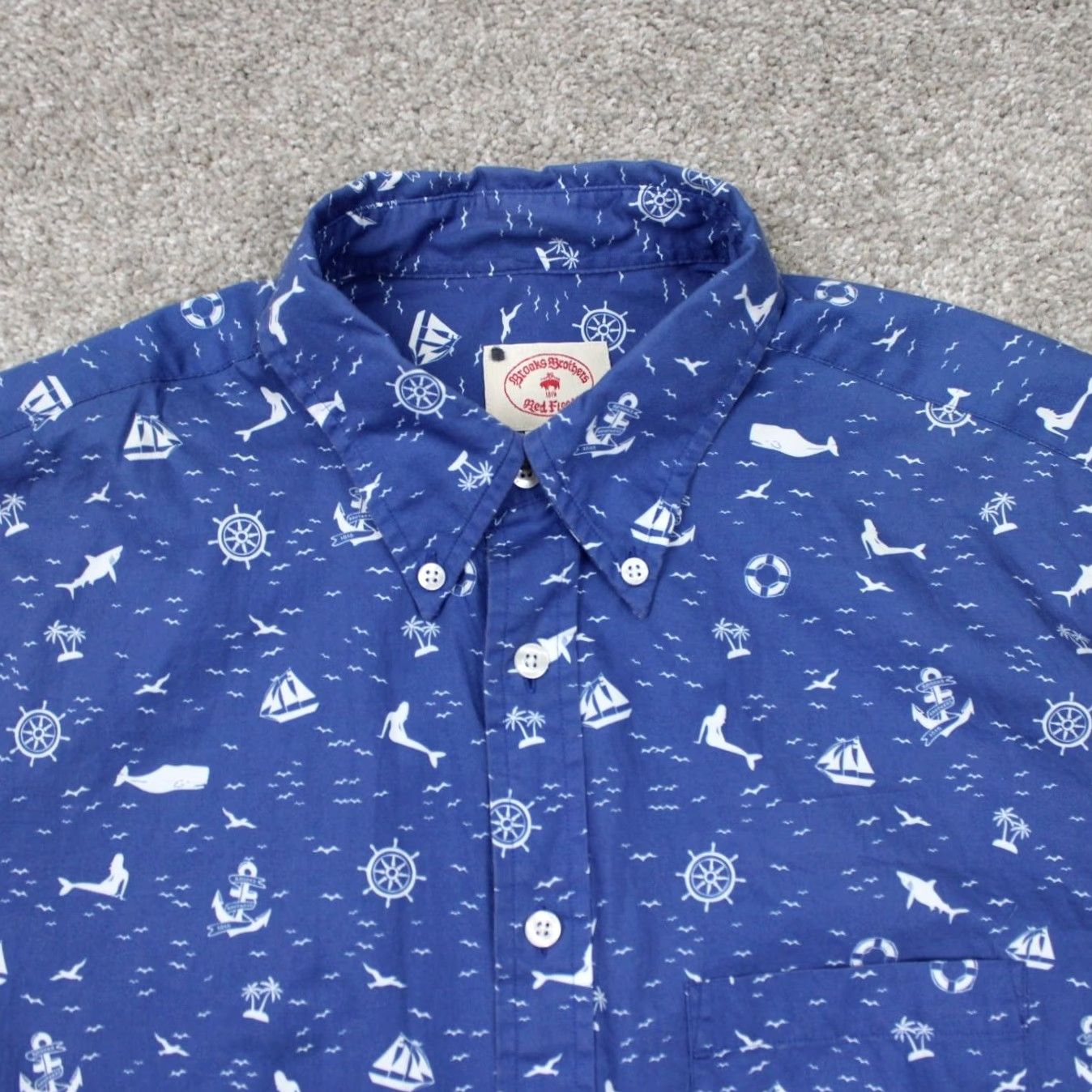 Brooks Brothers Brooks Brothers Fleece AOP Shirt Mens Medium Blue All Over Print Size US M / EU 48-50 / 2 - 5 Thumbnail
