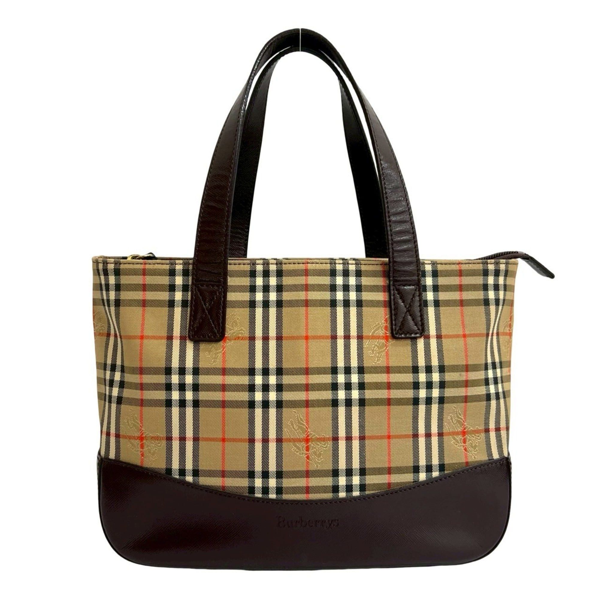 Burberry Burberry's Nova Check Leather and Canvas Handbag Tote Bag in Brown Beige (174-2) Size ONE SIZE - 1 Thumbnail