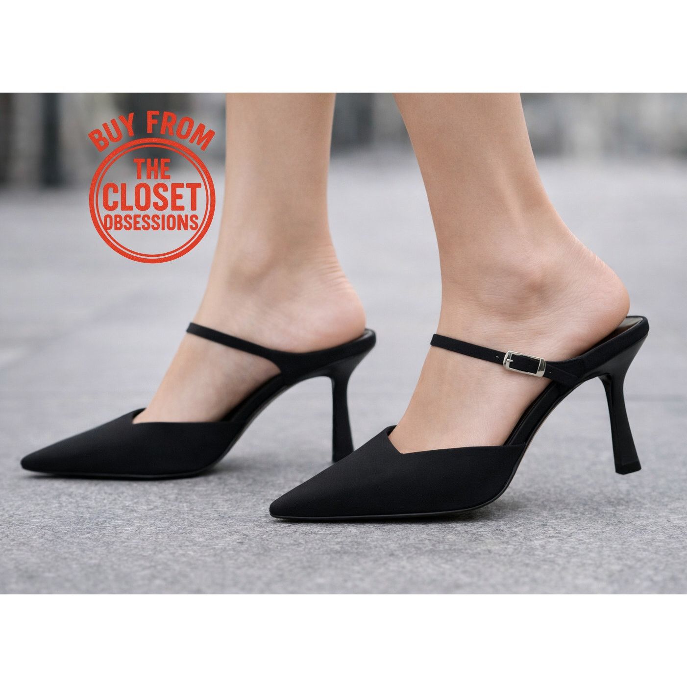 Zara ZARA Minimalist Black Slingback Mule Heels Pointed Toe NWT Size US 8 / IT 38 - 3 Thumbnail