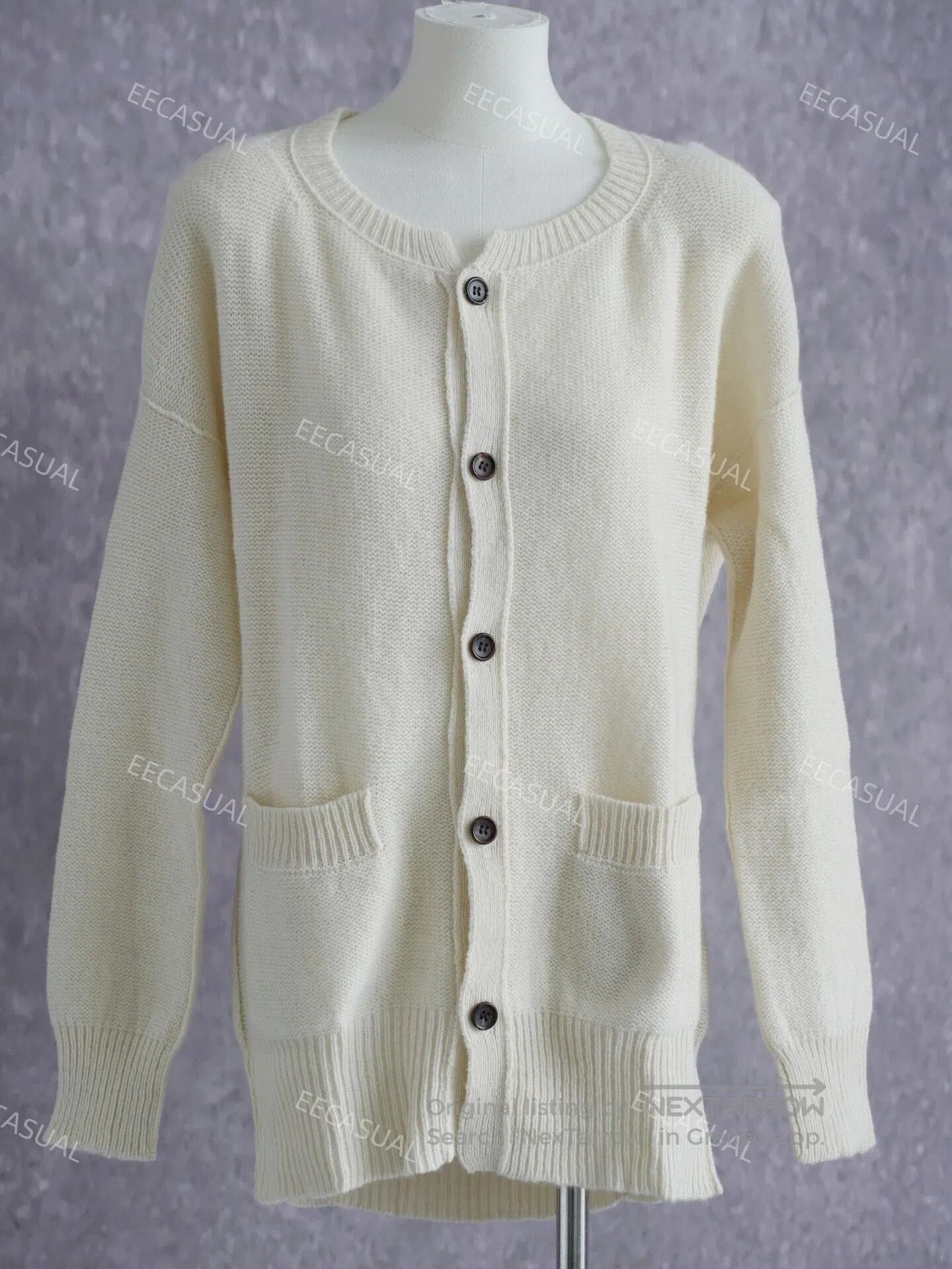 Yashi Yamamuri Yohji Yamamoto White Wool Cardigan Sweater. Size L / US 10 / IT 46 - 3 Thumbnail