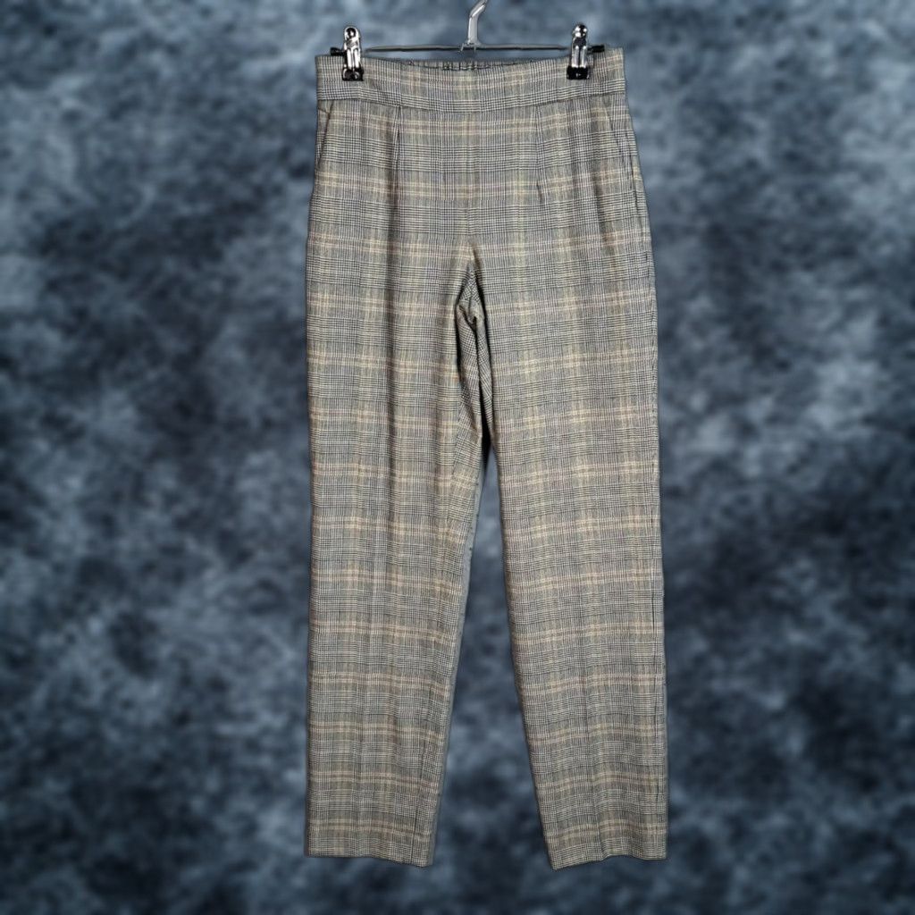 Vintage Babaton Womens Plaid High-Waisted Trousers Elastic Waist Size 0 Gray Dress Pants Womens Size ONE SIZE - 1 Thumbnail