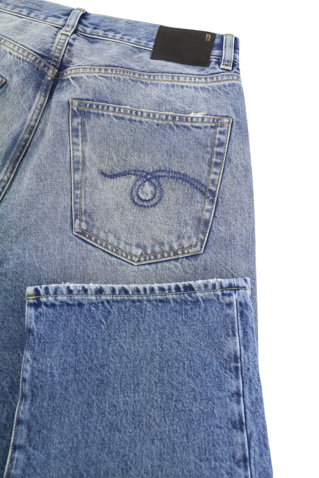 R13 CUFFED X-BF 28 Jasper Straight Faded Blue Zip PF25 86639 Size 28" / US 6 / IT 42 - 5 Thumbnail