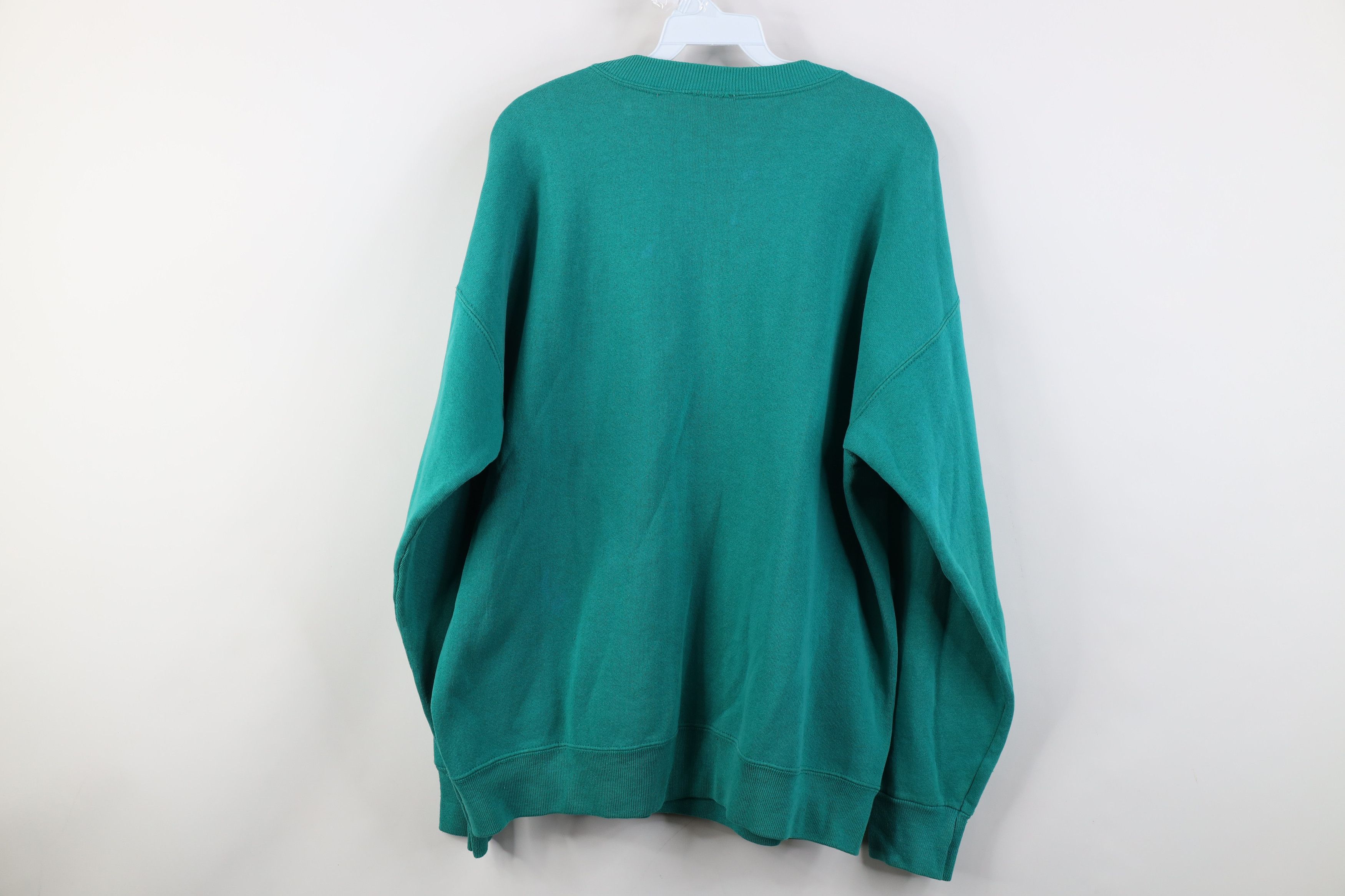 Vintage Vintage 90s Streetwear Blank Crewneck Sweatshirt Teal Size US XL / EU 56 / 4 - 13 Thumbnail