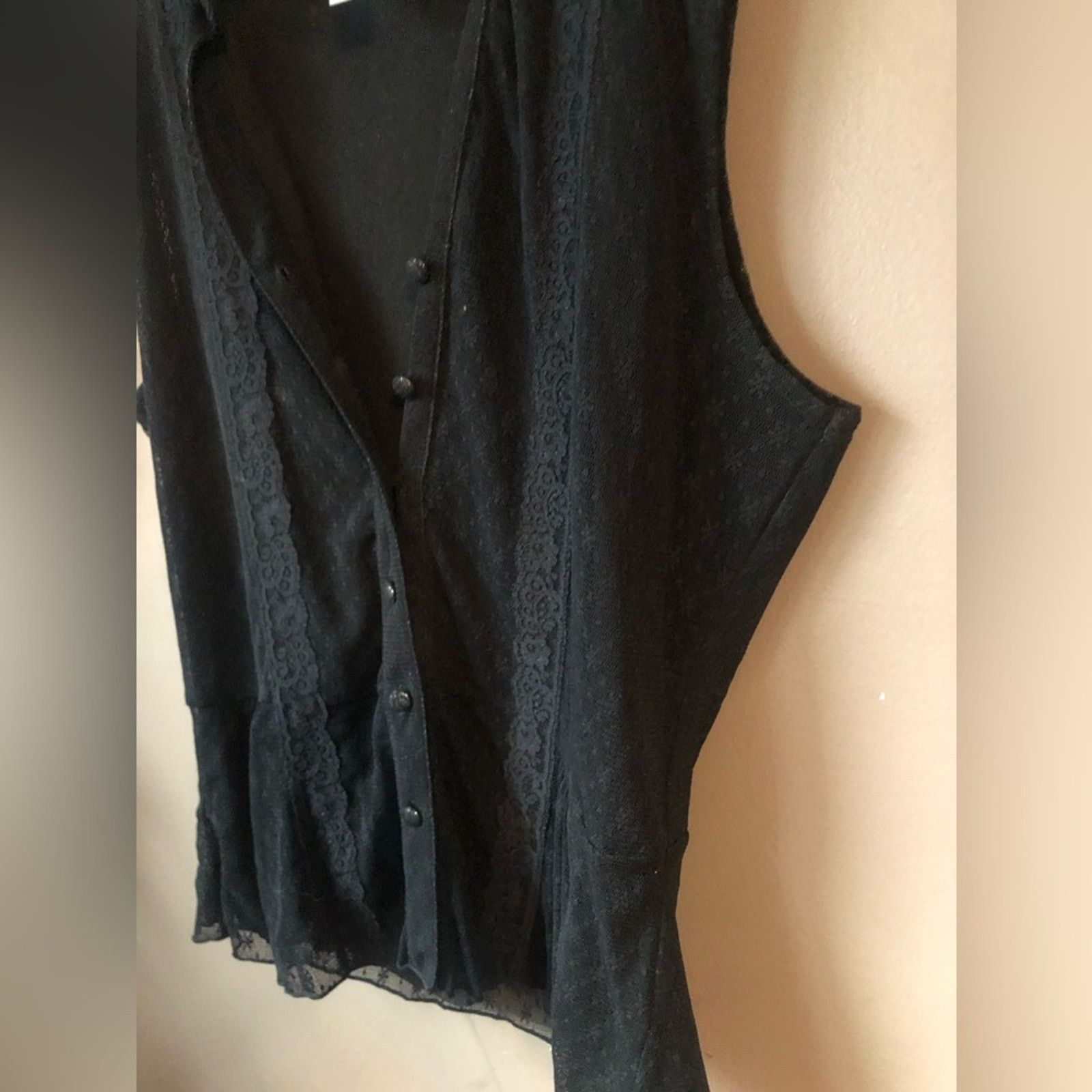 Nine West Lace blouse buttoned sleeveless top Size M / US 6-8 / IT 42-44 - 3 Thumbnail