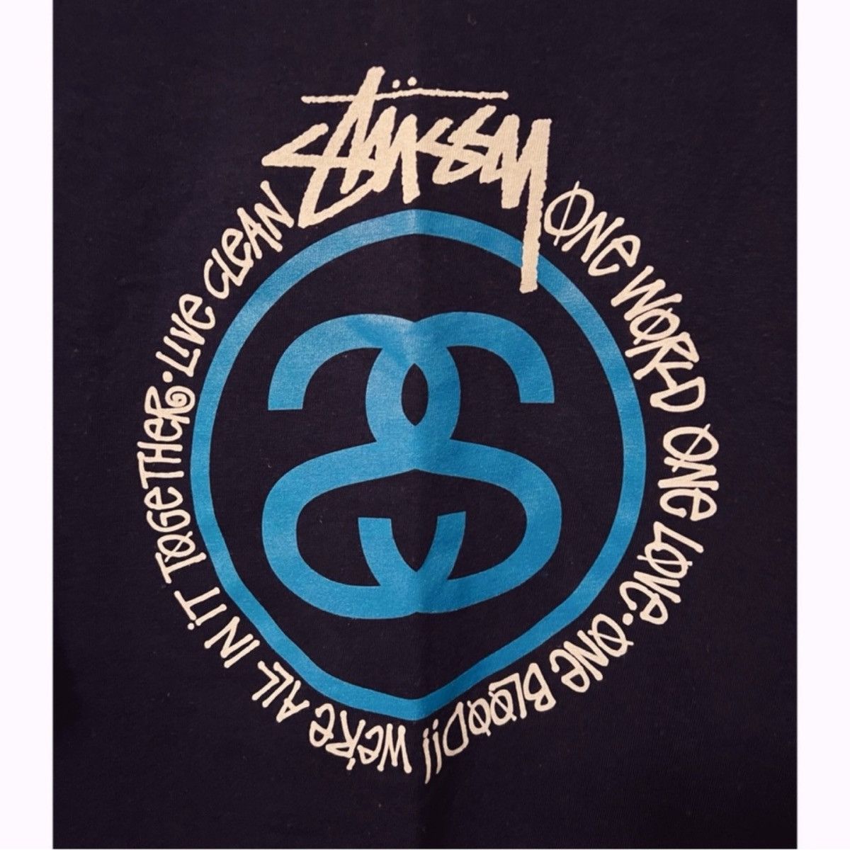 Stussy NWOT Stussy One World One Love SS Graphic Tee Navy Blue Size US M / EU 48-50 / 2 - 2 Thumbnail