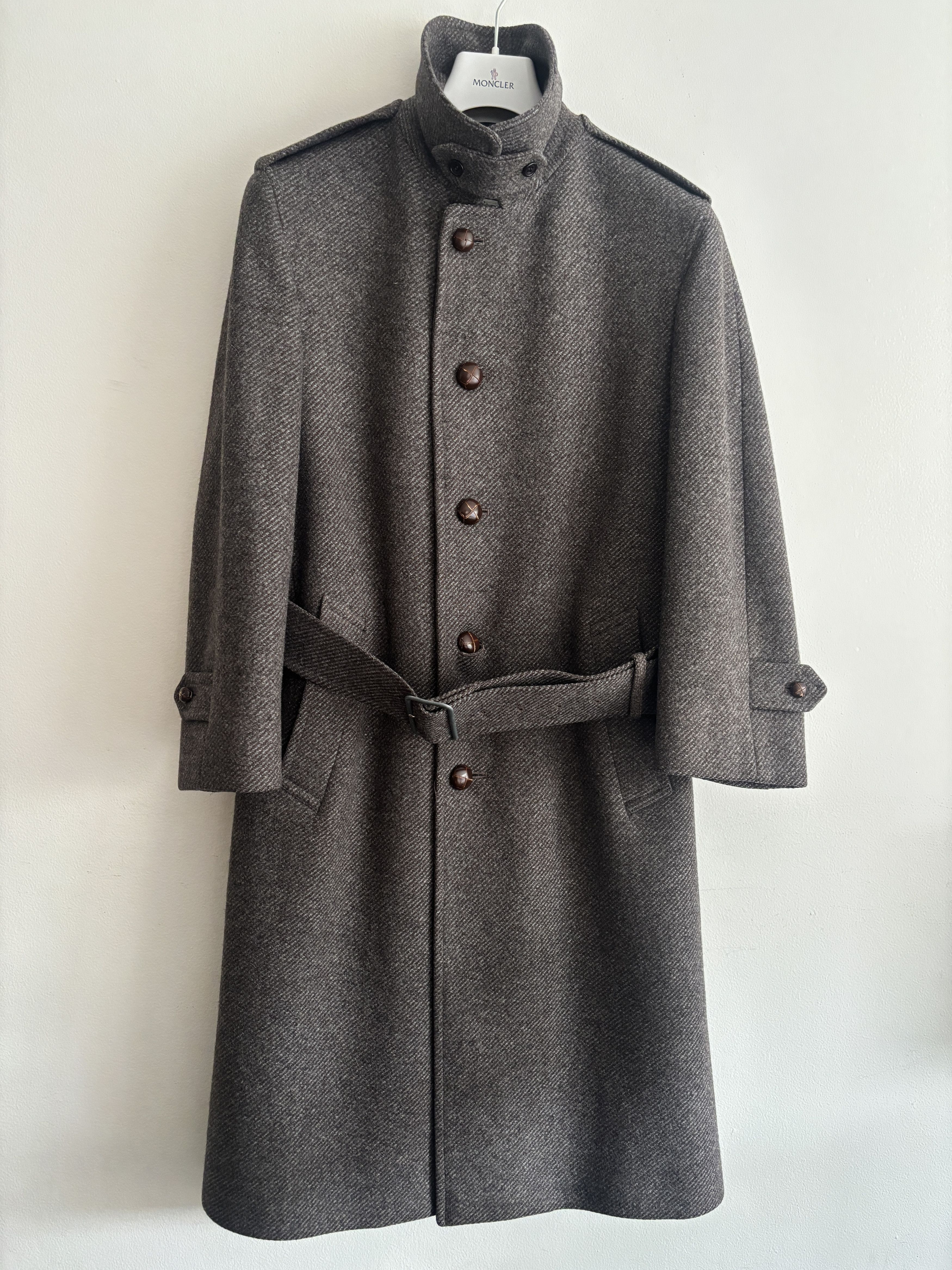 Aquascutum Grey Brown Belted Wool Tweed Overcoat --36-38 Short/ Small Size US S / EU 44-46 / 1 - 1 Thumbnail