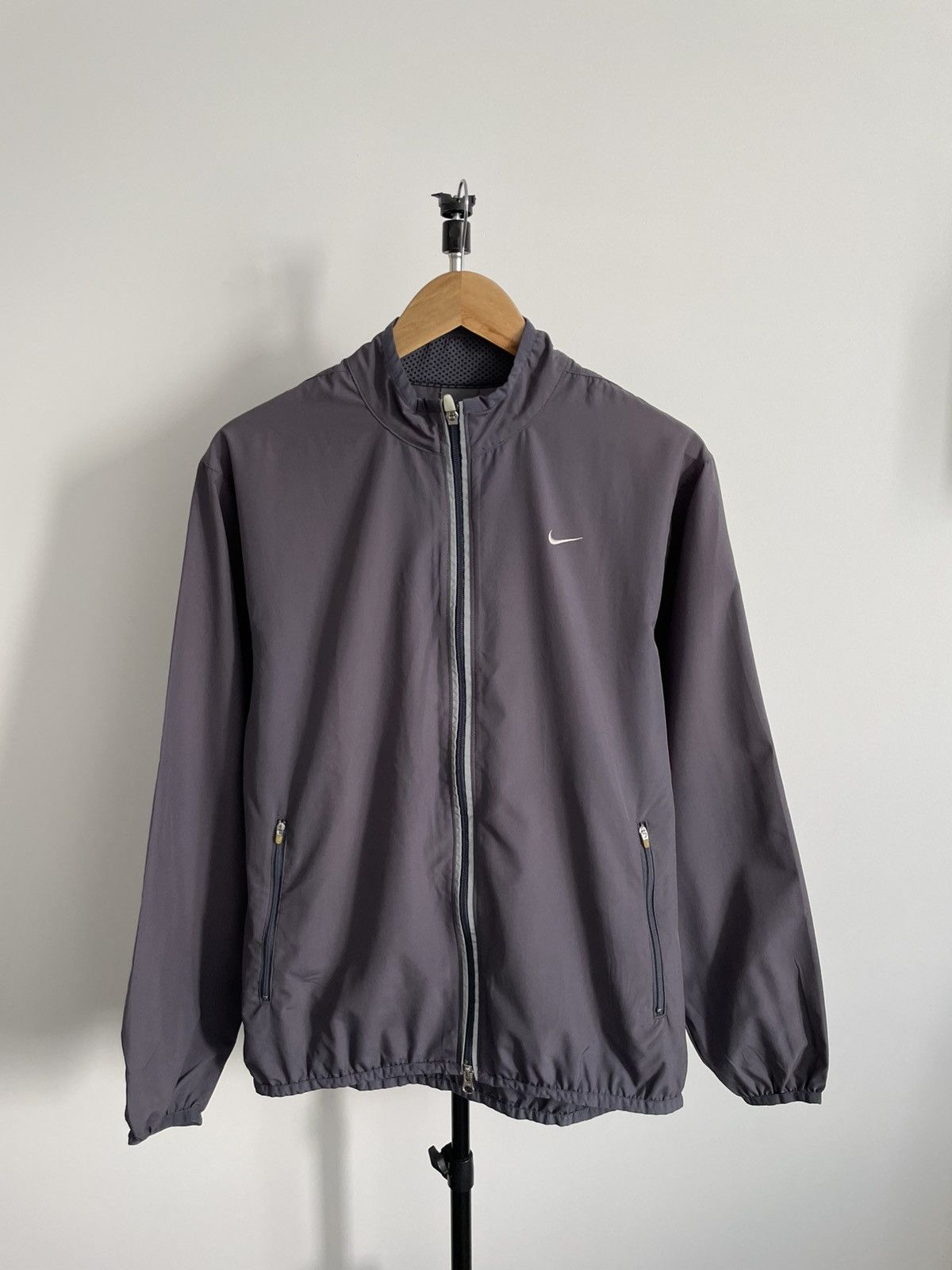 Nike Vintage 00’s Nike Y2K Gray Track Jacket Swoosh RARE Size US S / EU 44-46 / 1 - 1 Thumbnail