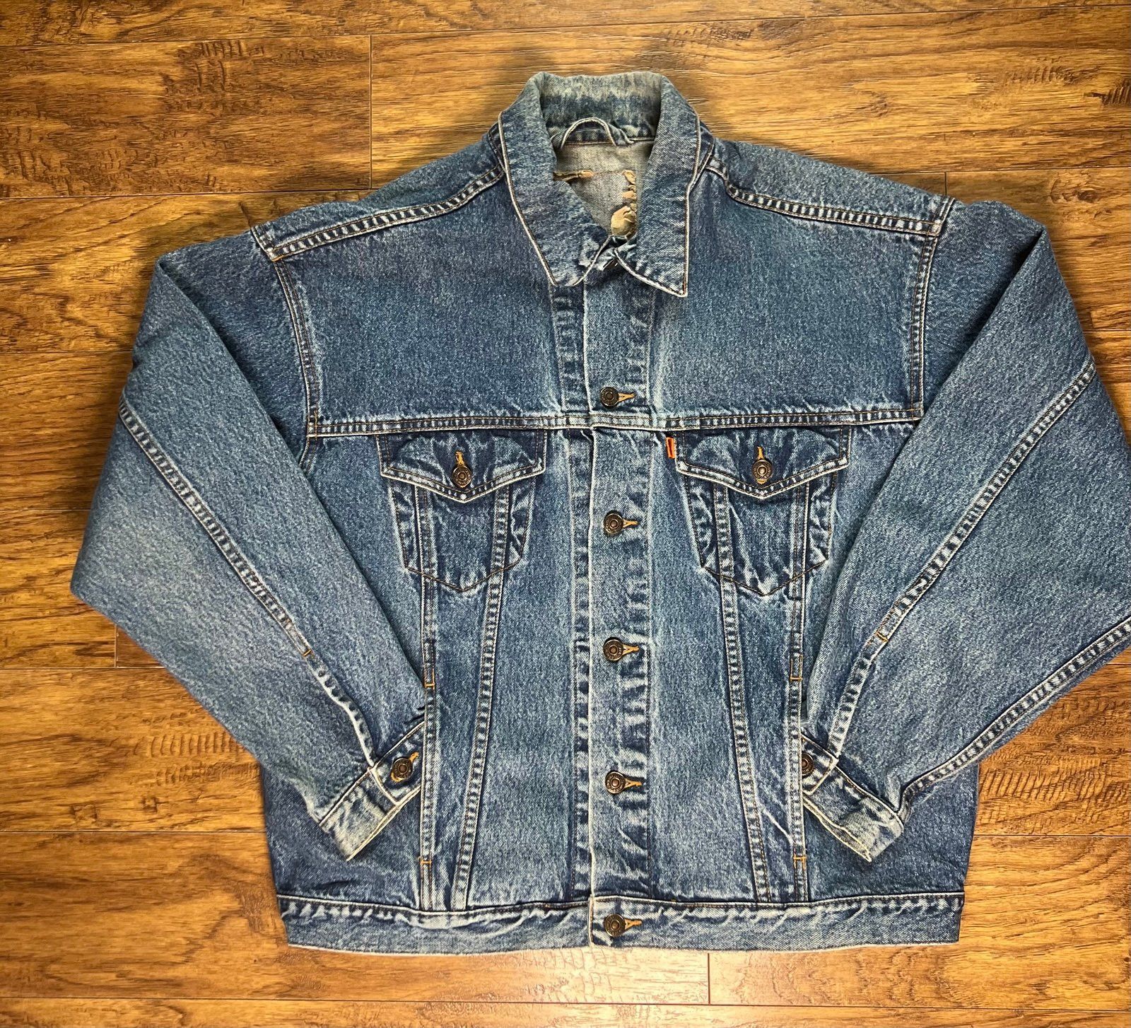 Levi's Vtg 80s Orange Tab Levis Blue Denim Trucker Jacket Large Size US L / EU 52-54 / 3 - 1 Thumbnail