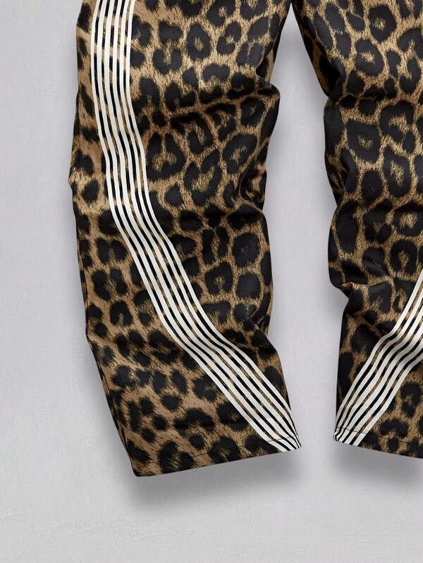 Japanese Brand Leopard Print Track Pants with Stripes Size US 34 / EU 50 - 3 Thumbnail