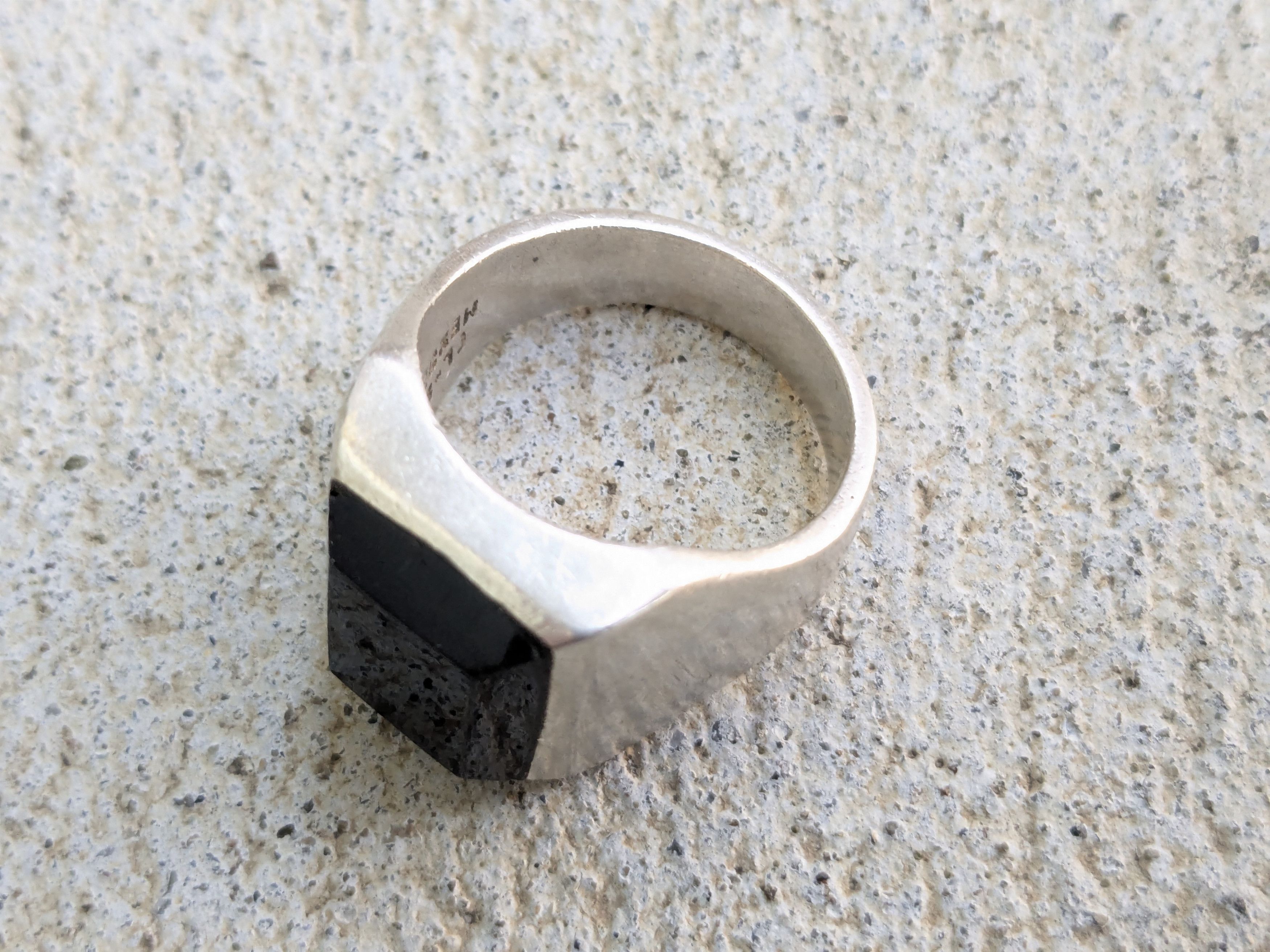 Vintage Vintage Taxco Sterling Silver Ring Black Onyx 10.5 Modern Size ONE SIZE - 8 Thumbnail