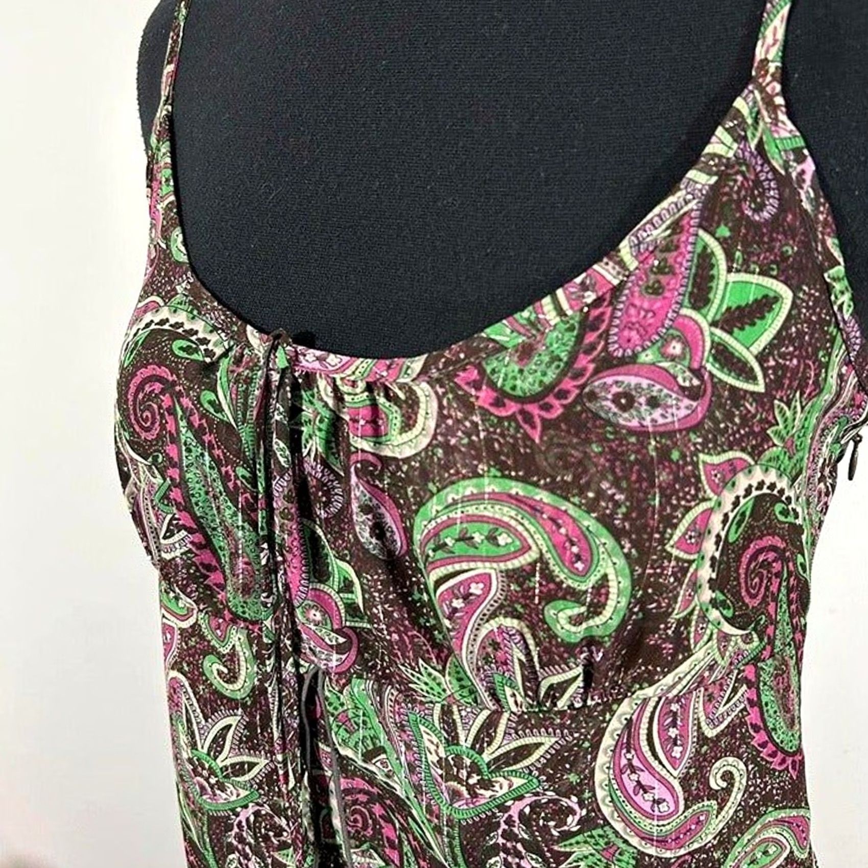 Vintage VINTAGE Y2K Paisley Tiered Blouse Womens Medium Blouse Red, Paisley Style, 2000s Boho Womens M Size M / US 6-8 / IT 42-44 - 3 Thumbnail