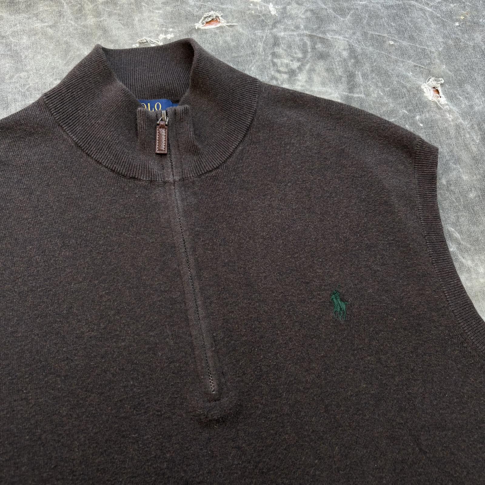 Polo Ralph Lauren Polo Ralph Lauren Chocolate Brown 1/4 Zip Sweater Vest Size US XL / EU 56 / 4 - 2 Thumbnail