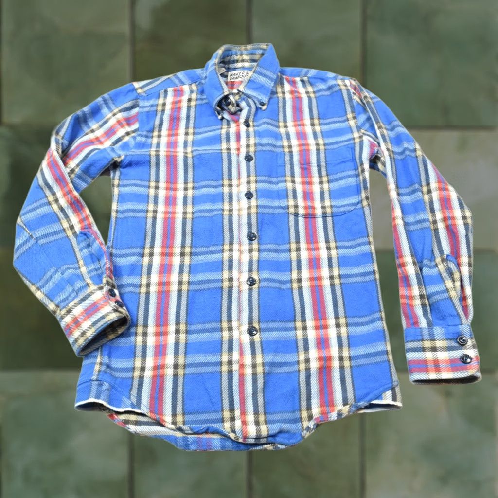 Vintage Naked & Famous Denim Flannel Shirt Slim Button-Down Mens XS Blue Red Plaid Long Sleeve Shirt Size US S / EU 44-46 / 1 - 1 Thumbnail