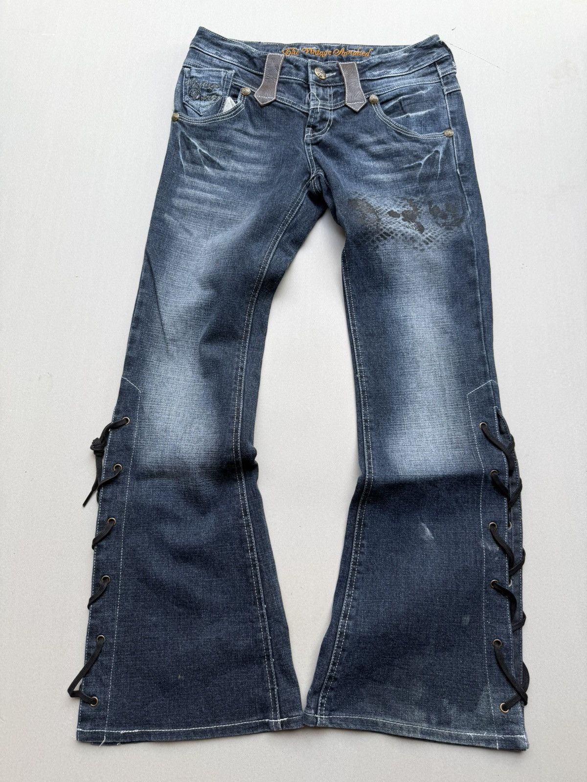 Japanese Brand SKYBOMBER lace-up flare jeans Size US 26 / EU 42 - 1 Thumbnail