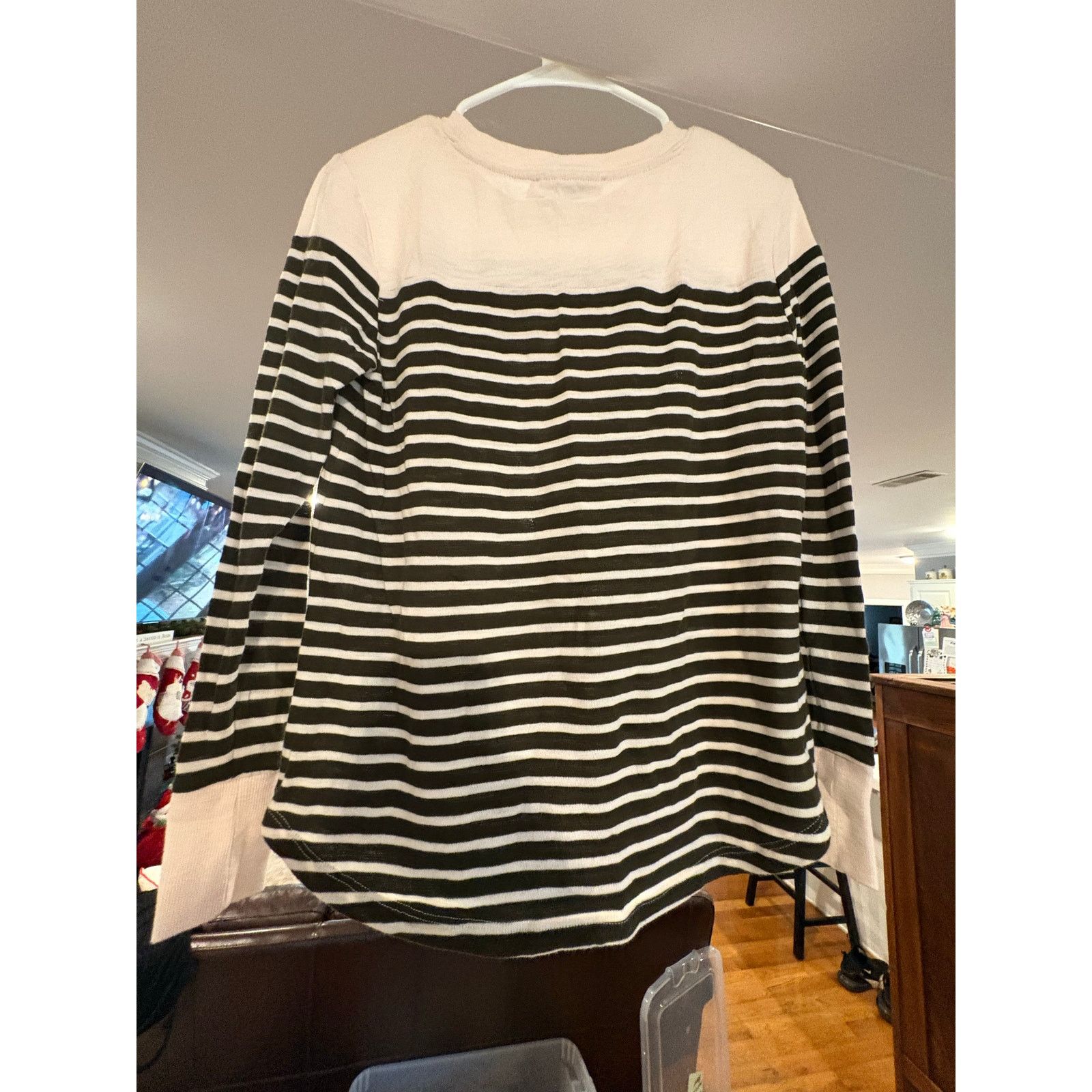 Loft LOFT Women’s Small Black Cream Striped Long Sleeve Top Size S / US 4 / IT 40 - 2 Thumbnail