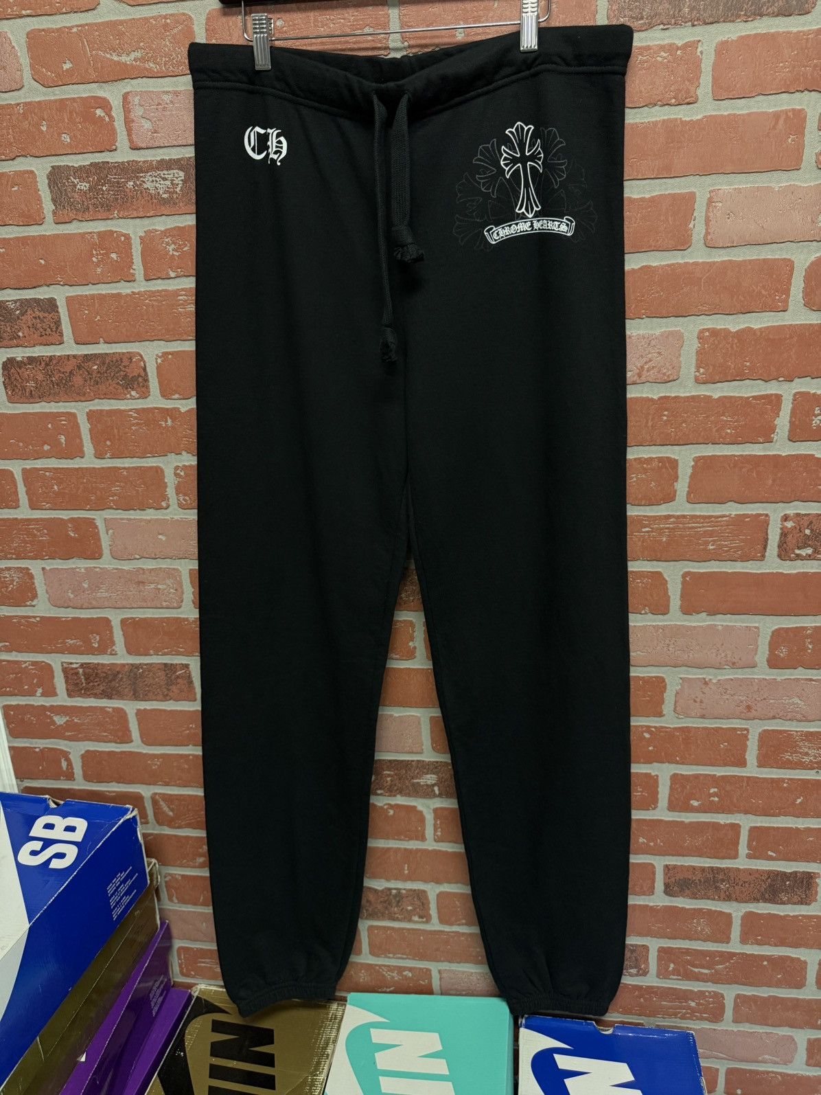 Chrome Hearts × Vintage Chrome Hearts Vintage Black White Sweatpants SZ Large Size US 33 - 3 Thumbnail