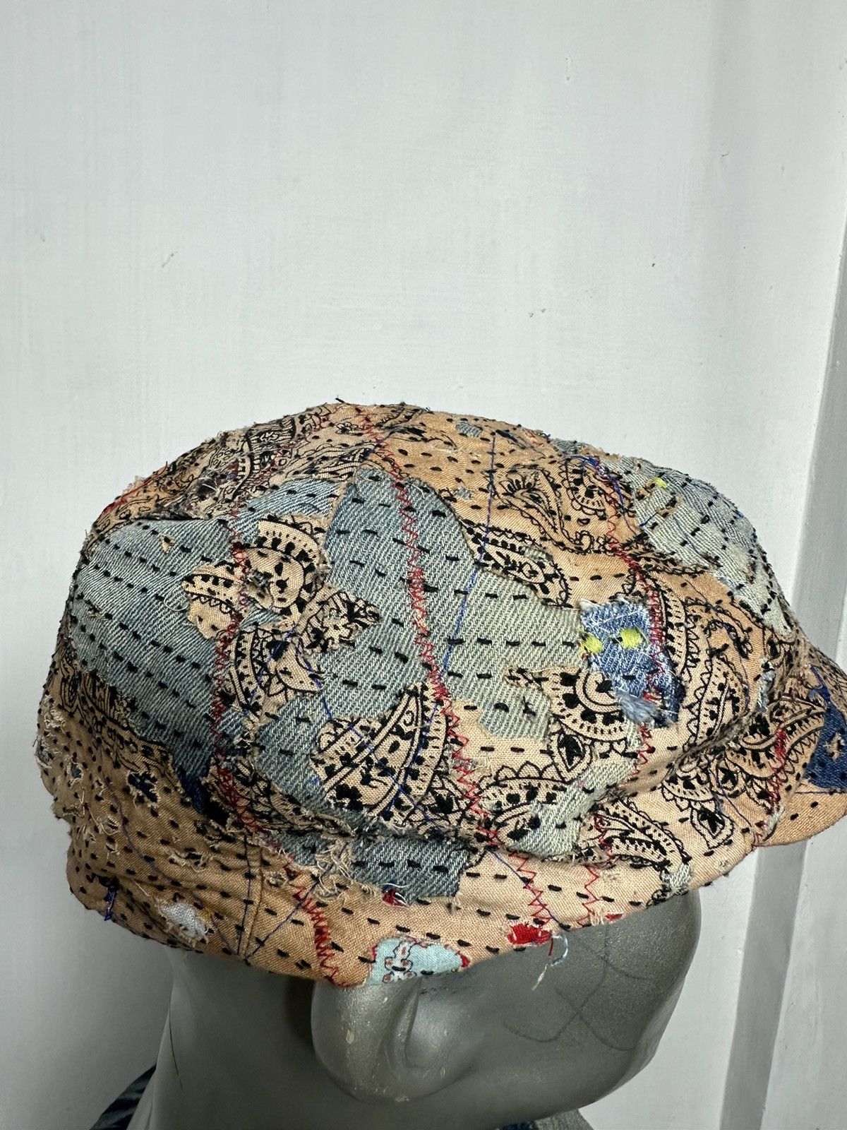 Handmade Custom Made Distressed Paisley Boro Patchwork Newsboy hats Size ONE SIZE - 9 Thumbnail