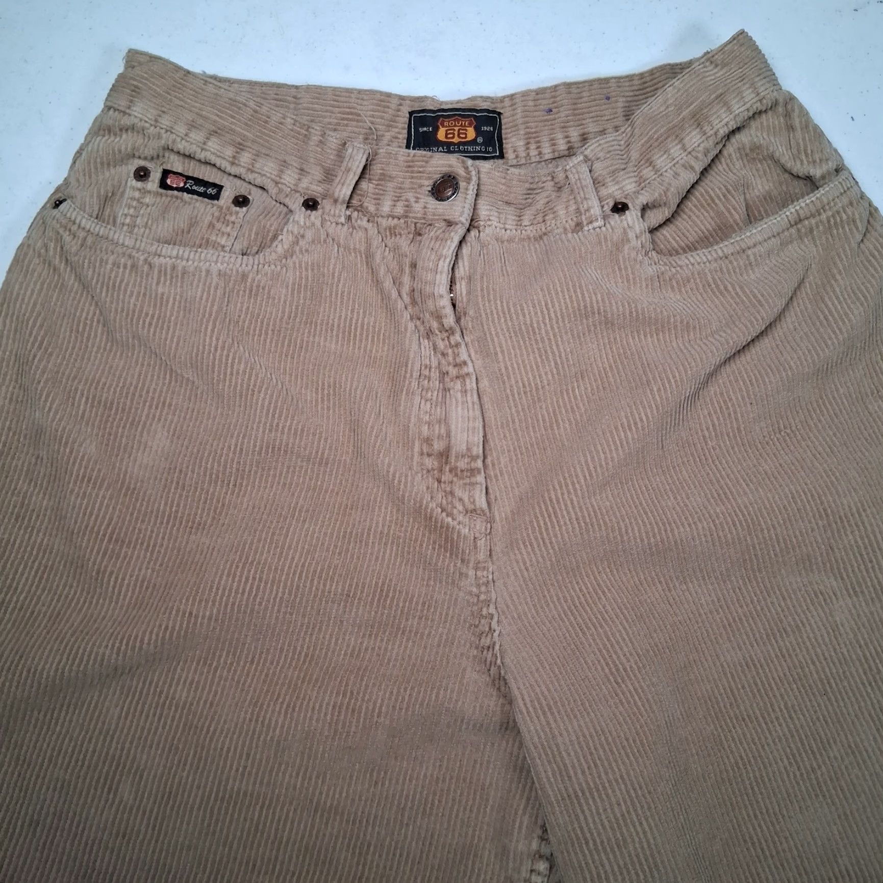Route 66 VINTAGE Route 66 Corduroy Pants Women 14 Beige Wide Whale 1990s Retro 90s Corduroys Tapered Flat Front Casual Mens Womens Girls Size 36" / US 14 / IT 50 - 6 Thumbnail