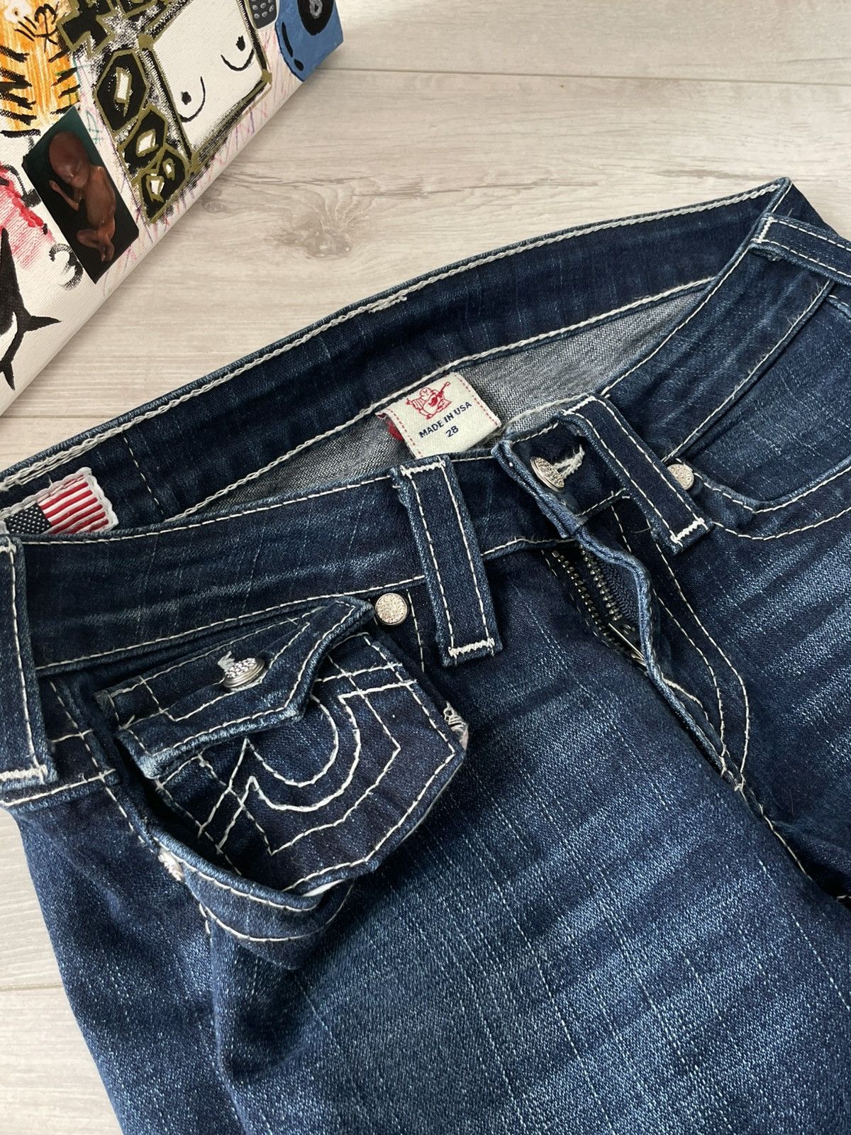 True Religion Vintage 00's True Religion Y2K Denim Jeans Pocket Logo Size 24" / US 00 / IT 34 - 6 Thumbnail
